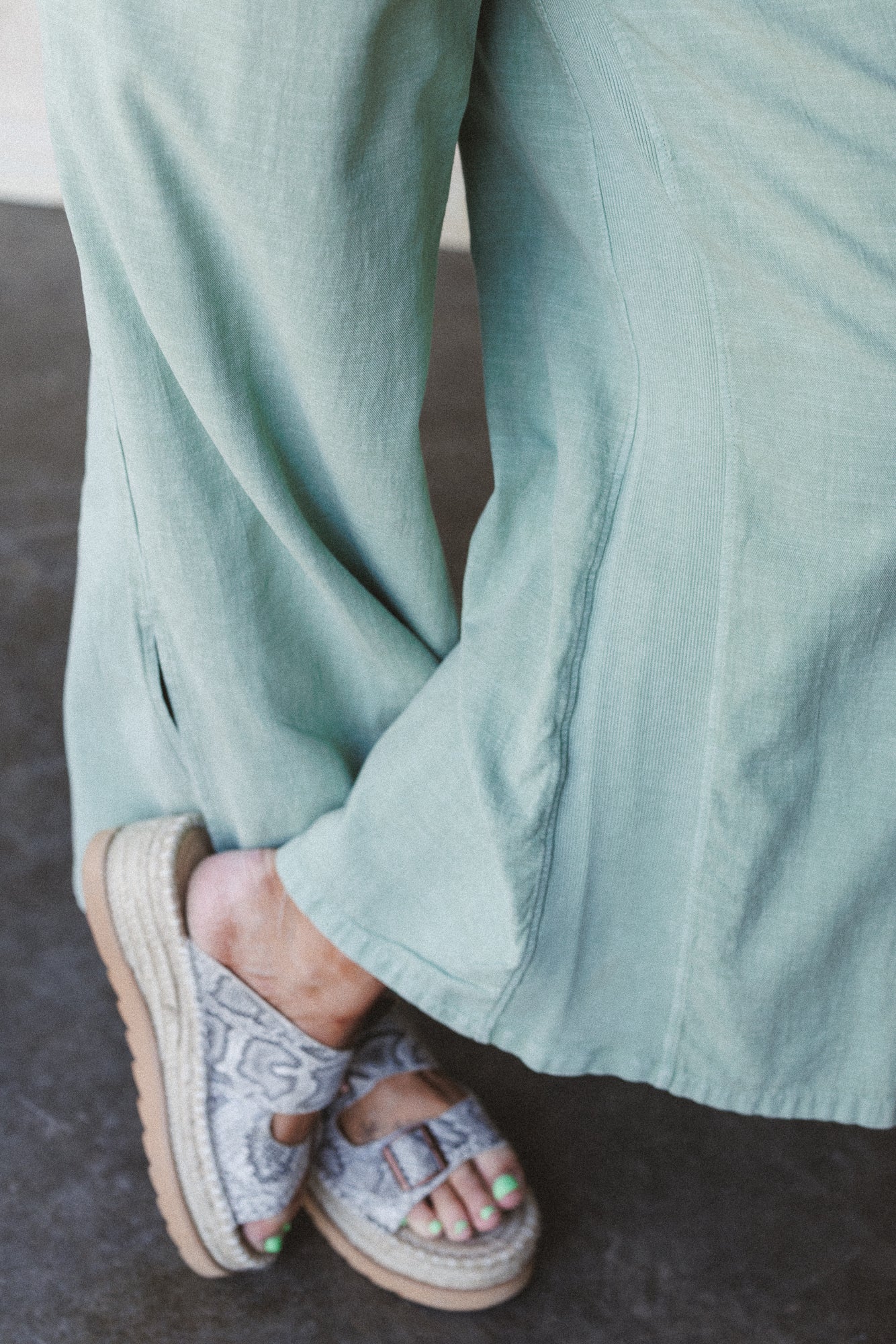 Dream Awake Wide Leg Pants - Sage - Image 3