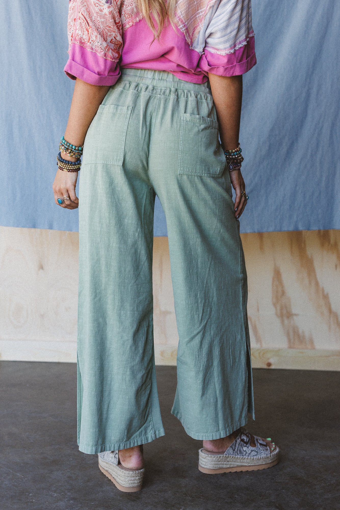 Dream Awake Wide Leg Pants - Sage - Image 5