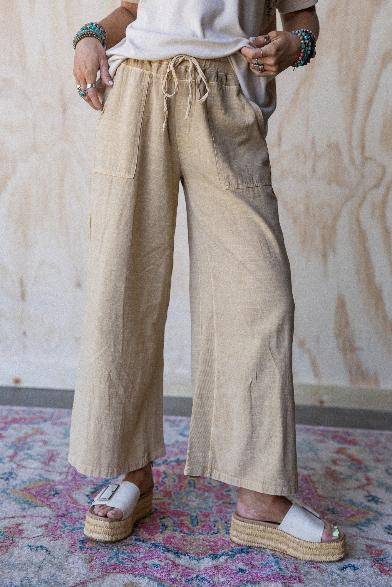 Dream Awake Wide Leg Pants - Yellow - Image 3
