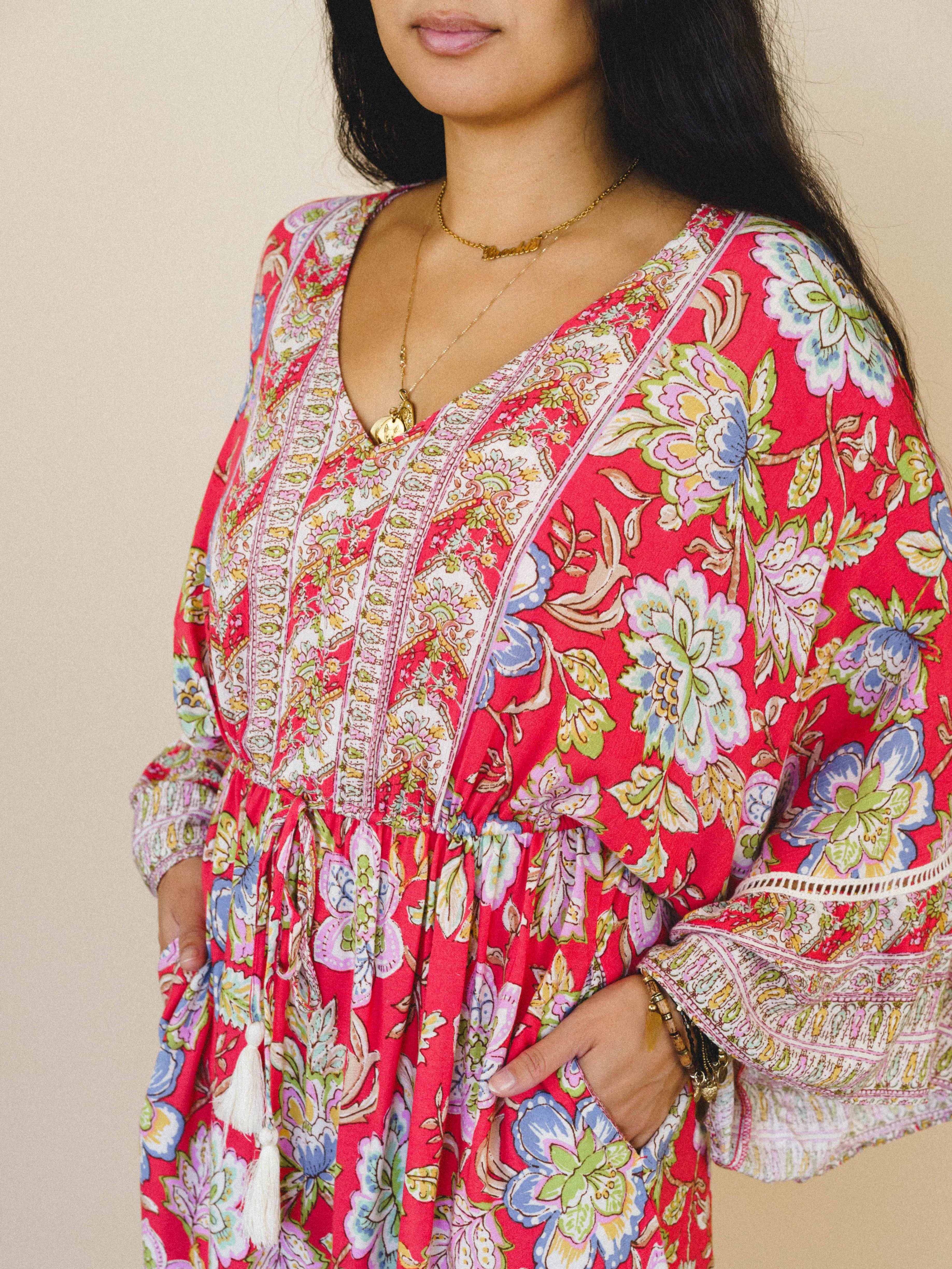 Dreamy Doll Printed Dress - Coral - Image 6