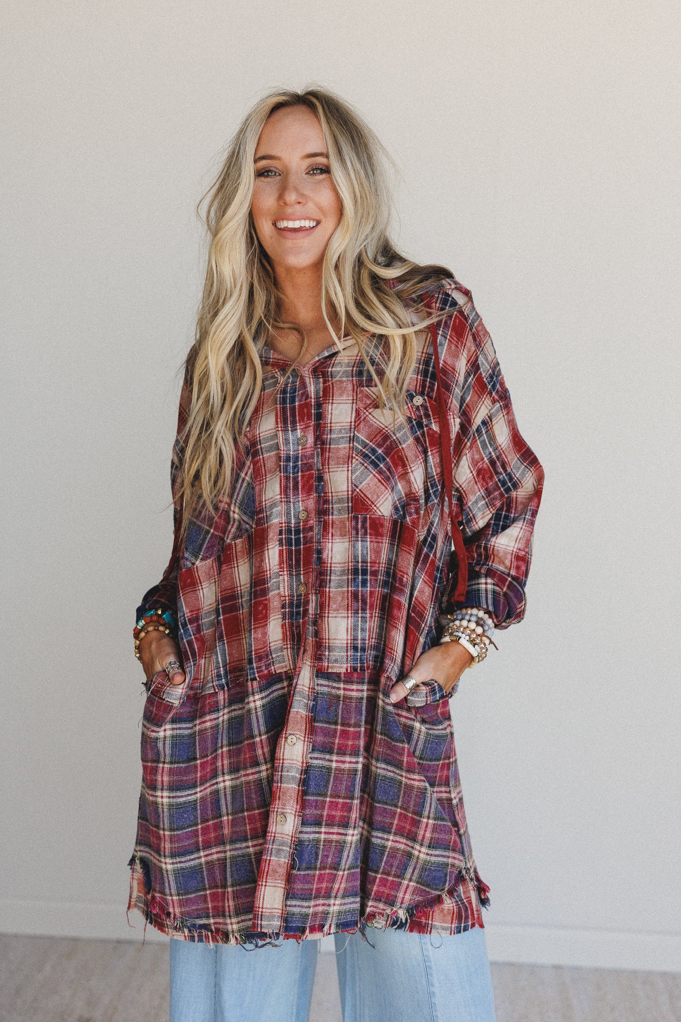 Driftwood Plaid Top - Red - Image 4