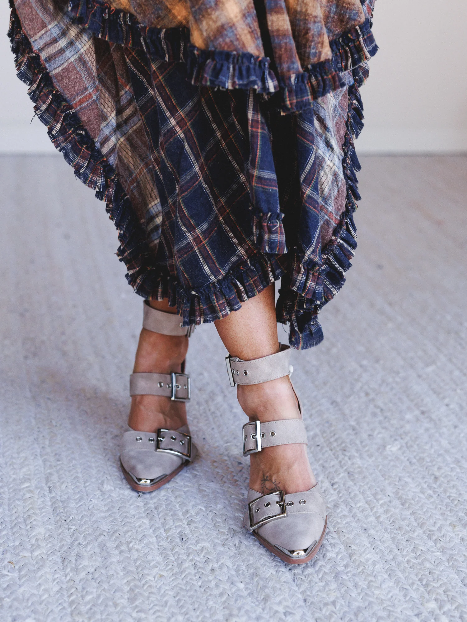 Dustbuckle Triple Belt Heels - Beige - Pre Order