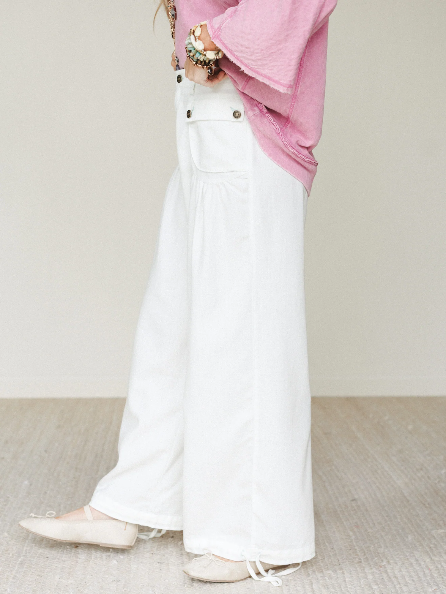 East Bay Loose Fit Cargo Jeans - White - Image 4
