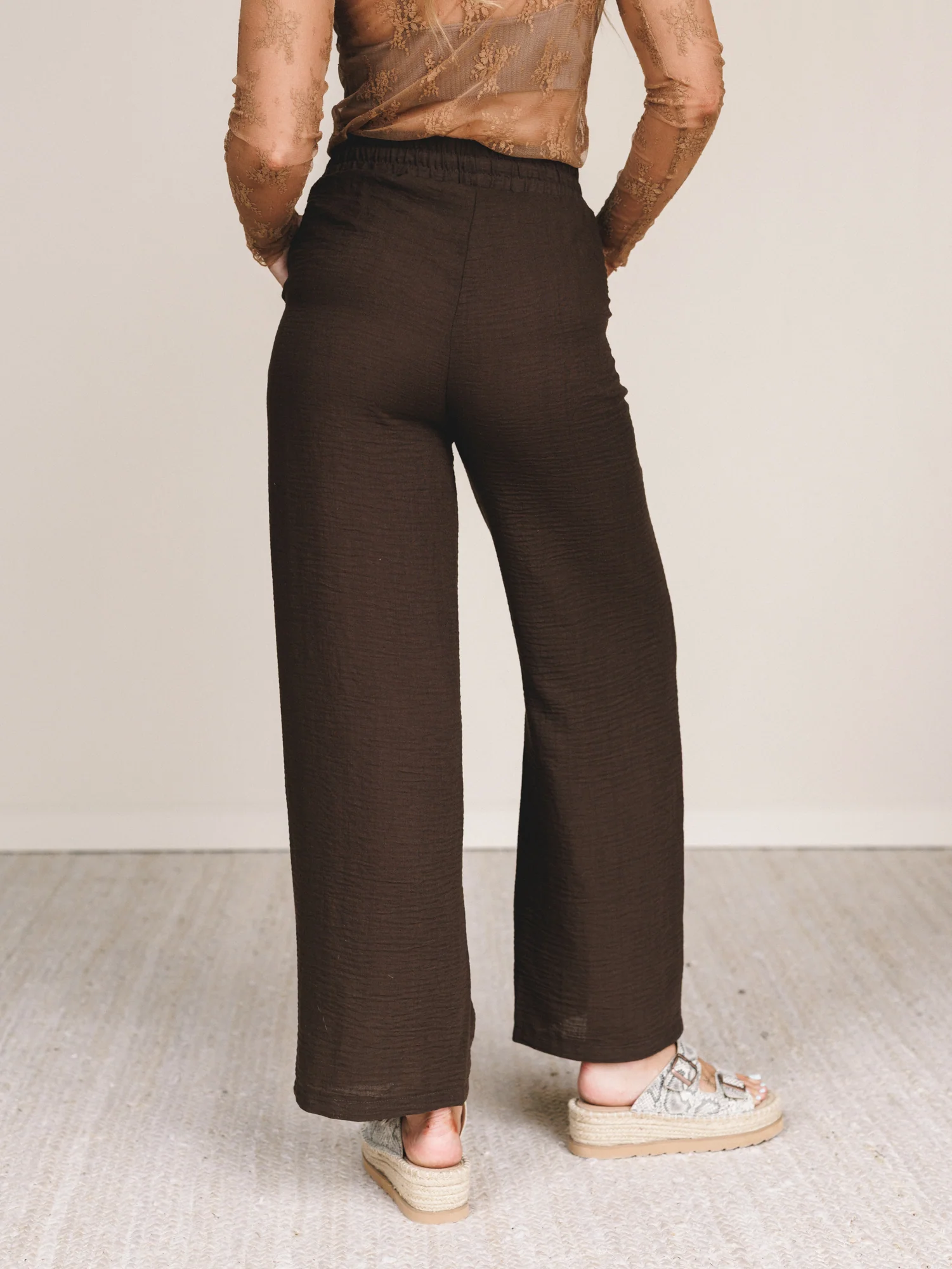 Easy Flow Wide Leg Pant - Brown - Image 4