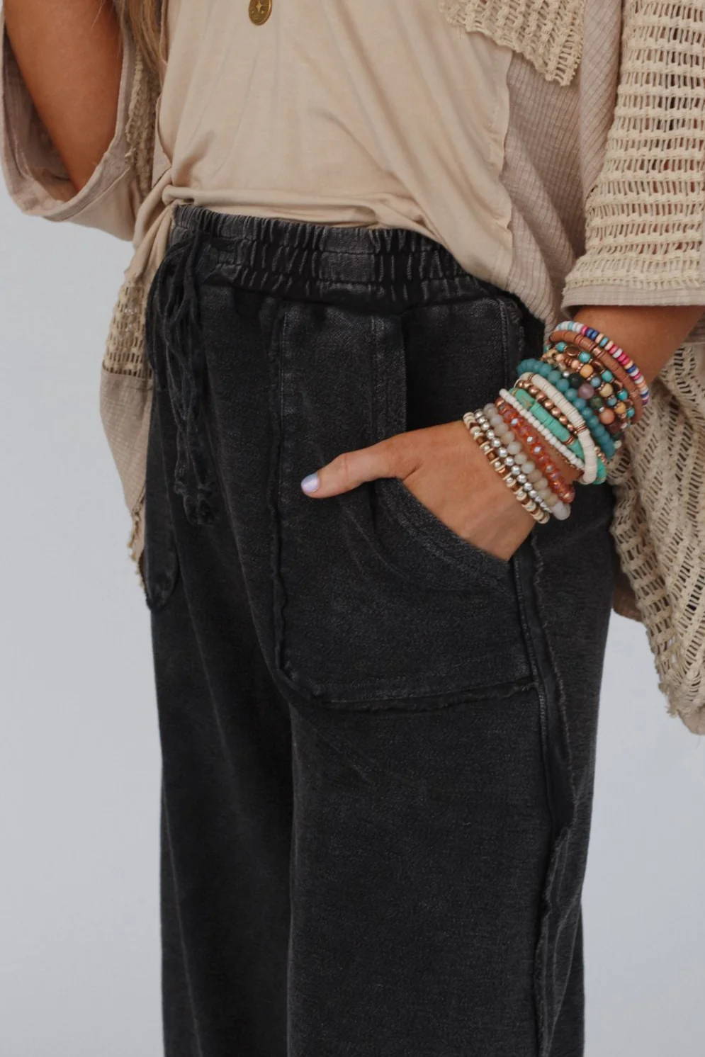 Easy Going Wide Leg Palazzo Pant - Black - Image 3