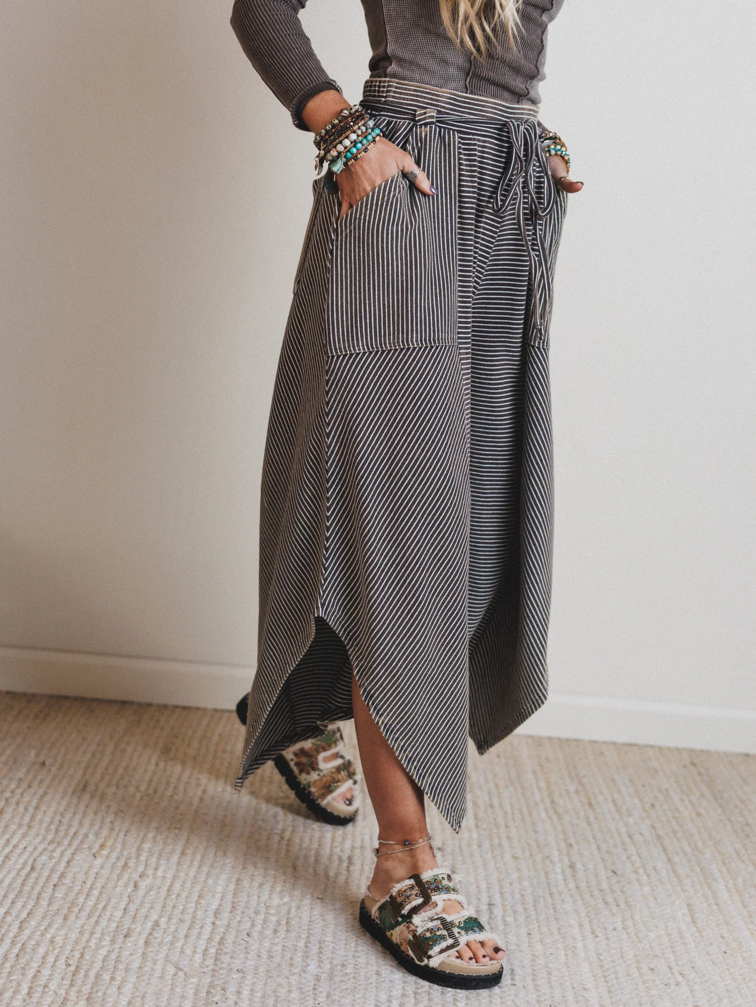 Echo Pinstripe Pants - Brown