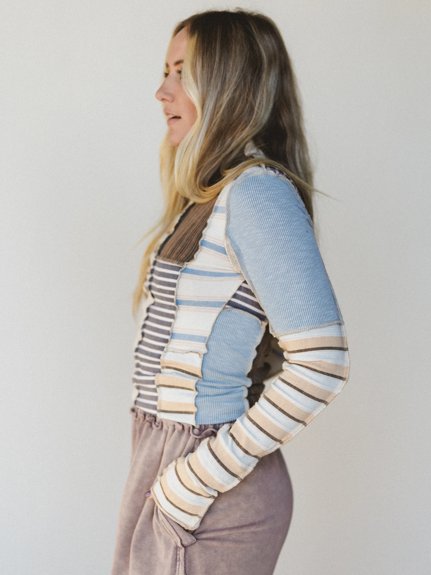 Eclectic Stripes Top - Taupe - Image 3