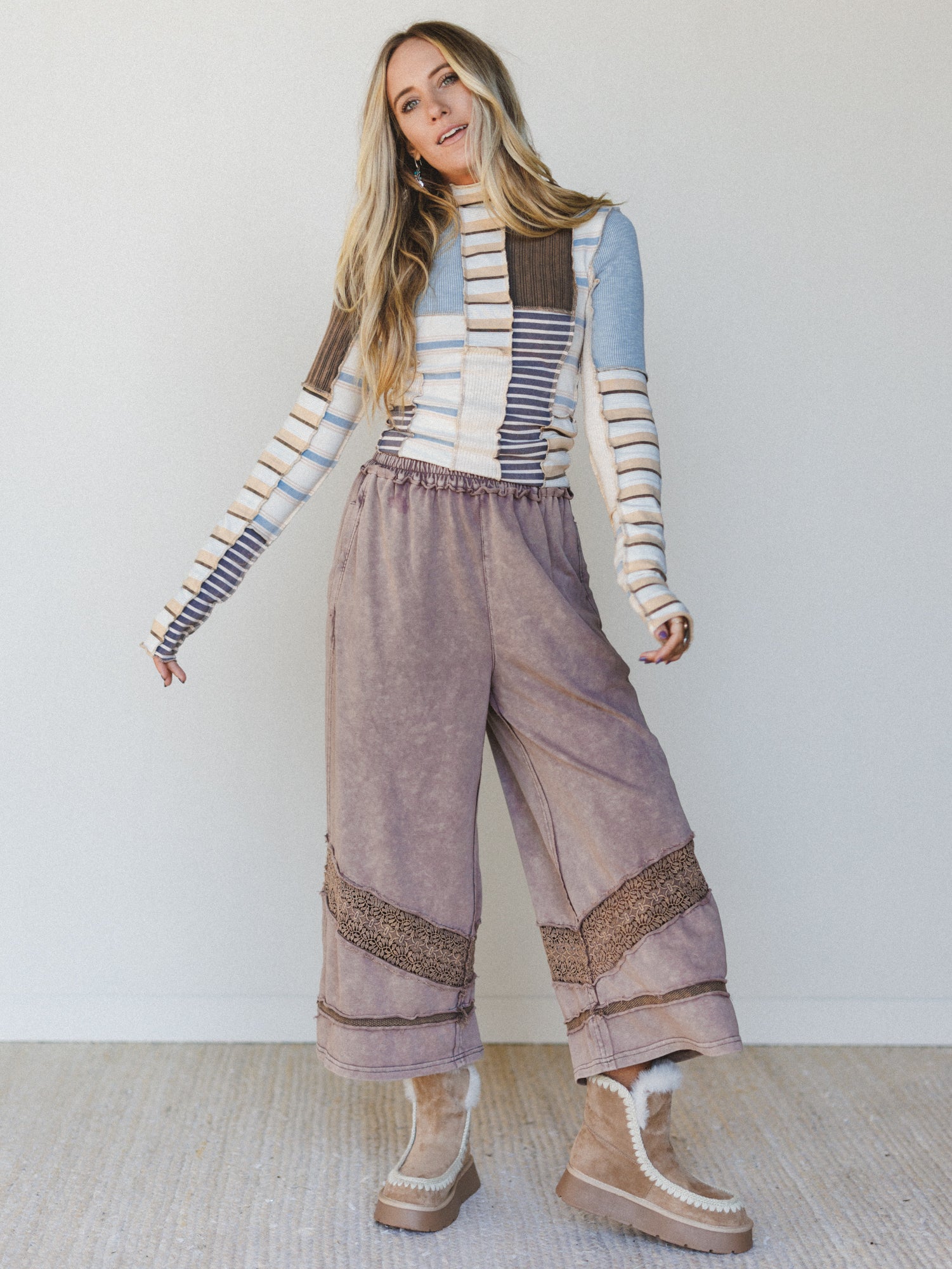 Eclectic Stripes Top - Taupe - Image 4