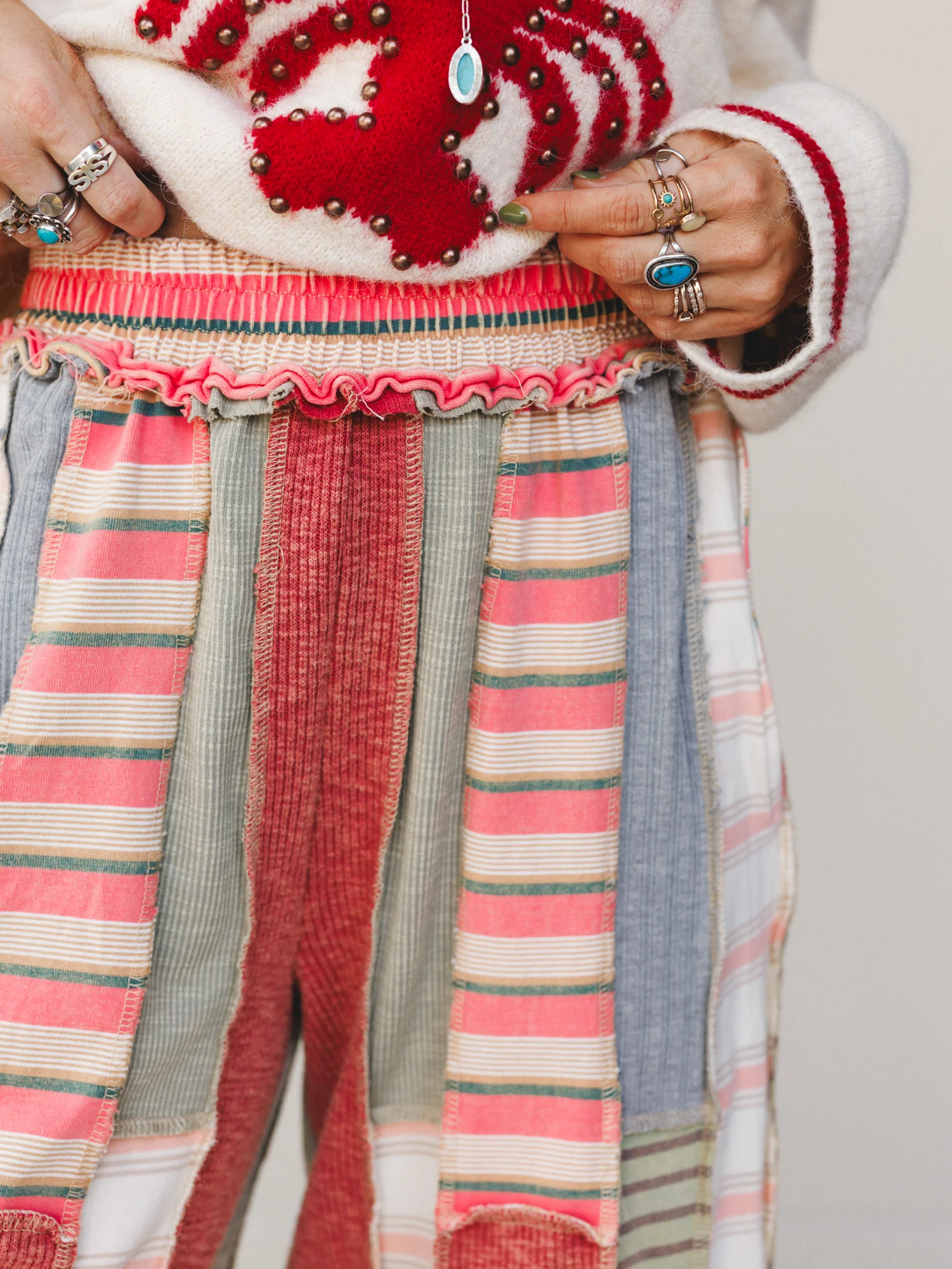 Eclectic Stripes Wide Leg Pants - Pink - Image 3