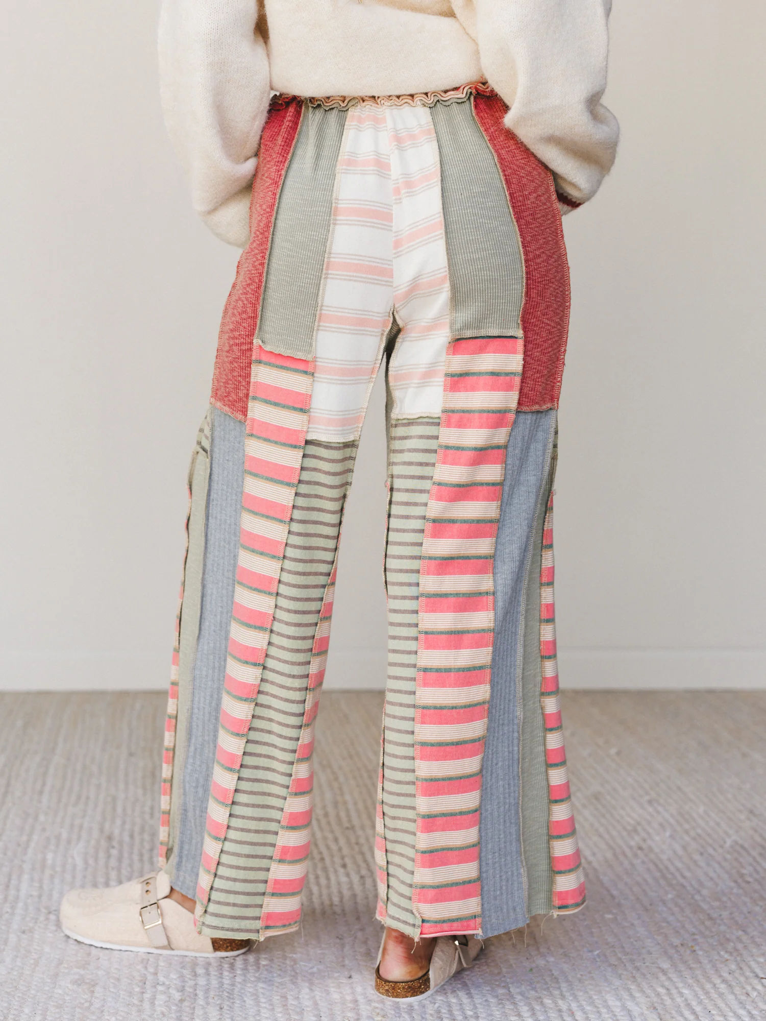 Eclectic Stripes Wide Leg Pants - Pink - Image 5