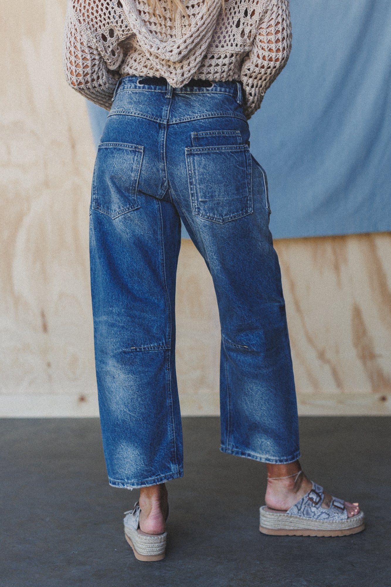 Elevated Eyelet Barrel Jeans - Medium Wash - Image 6