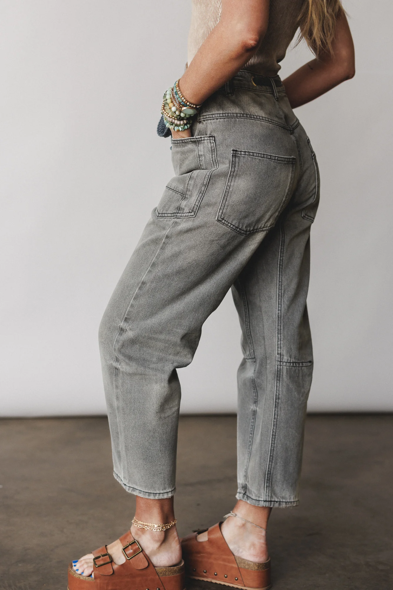 Elevated Eyelet Barrel Jeans - Gray Wash - Image 4