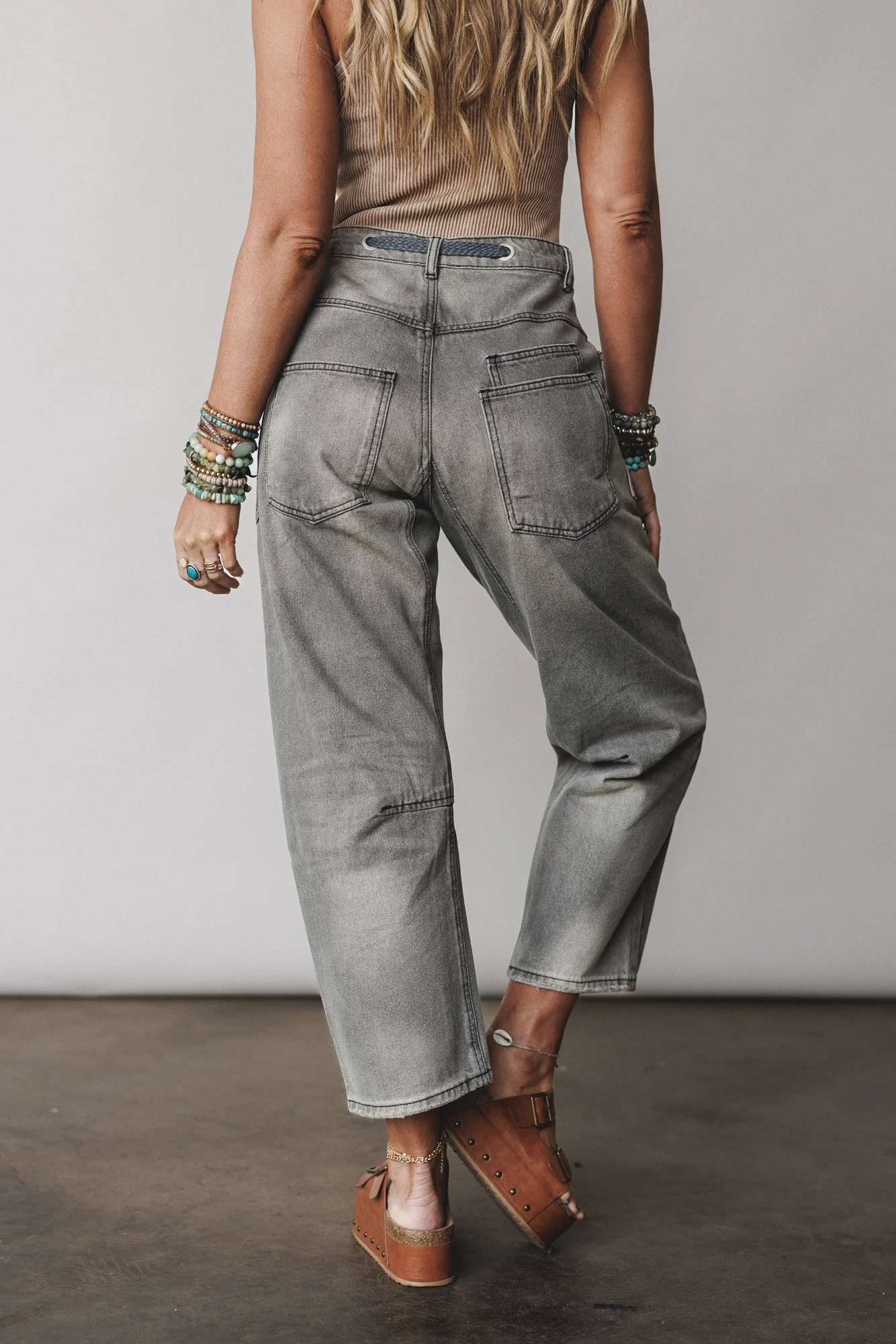 Elevated Eyelet Barrel Jeans - Gray Wash - Image 5