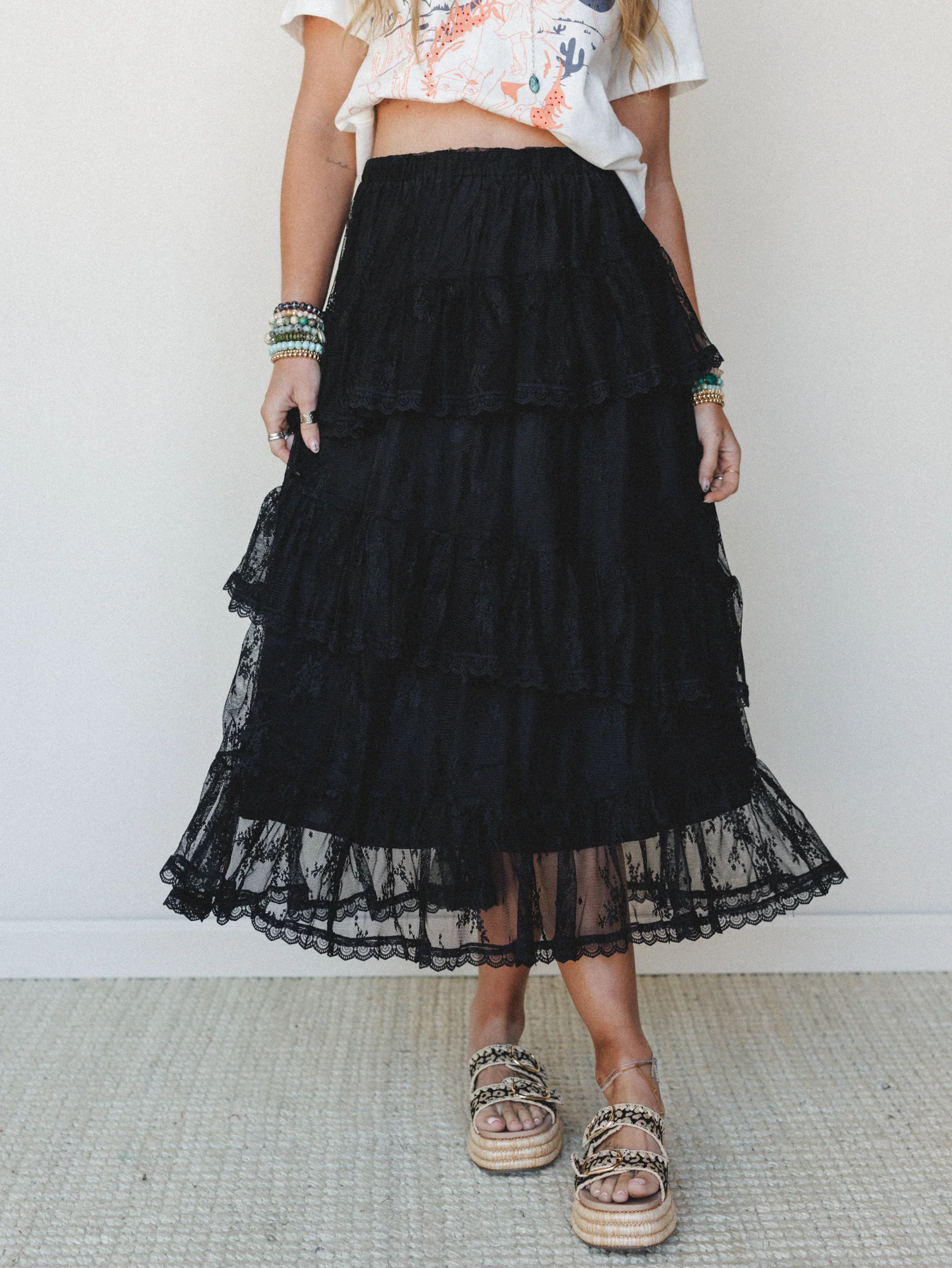 Elowen Ruffle Maxi Skirt - Black - Image 2