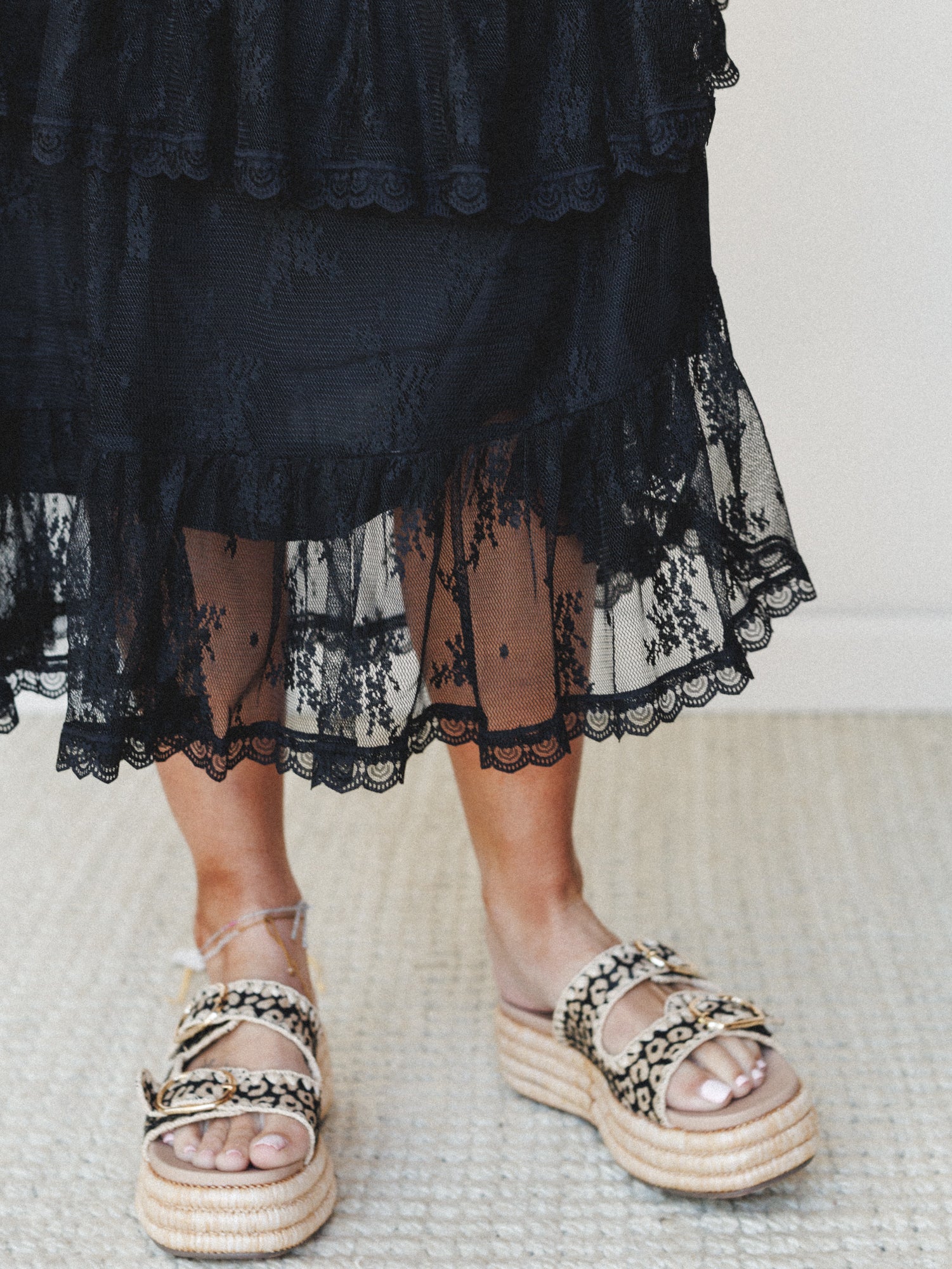 Elowen Ruffle Maxi Skirt - Black - Image 3
