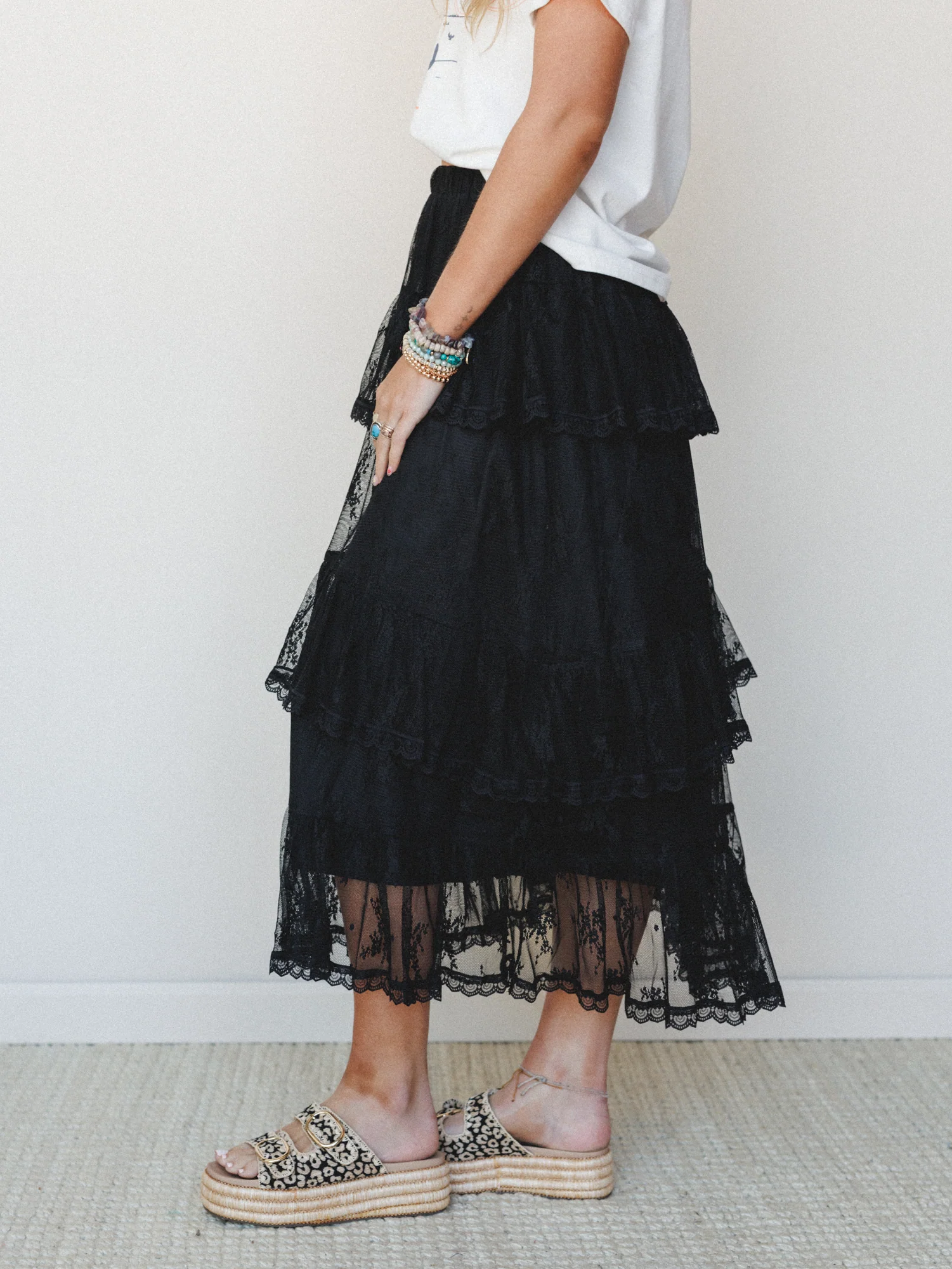 Elowen Ruffle Maxi Skirt - Black - Image 5