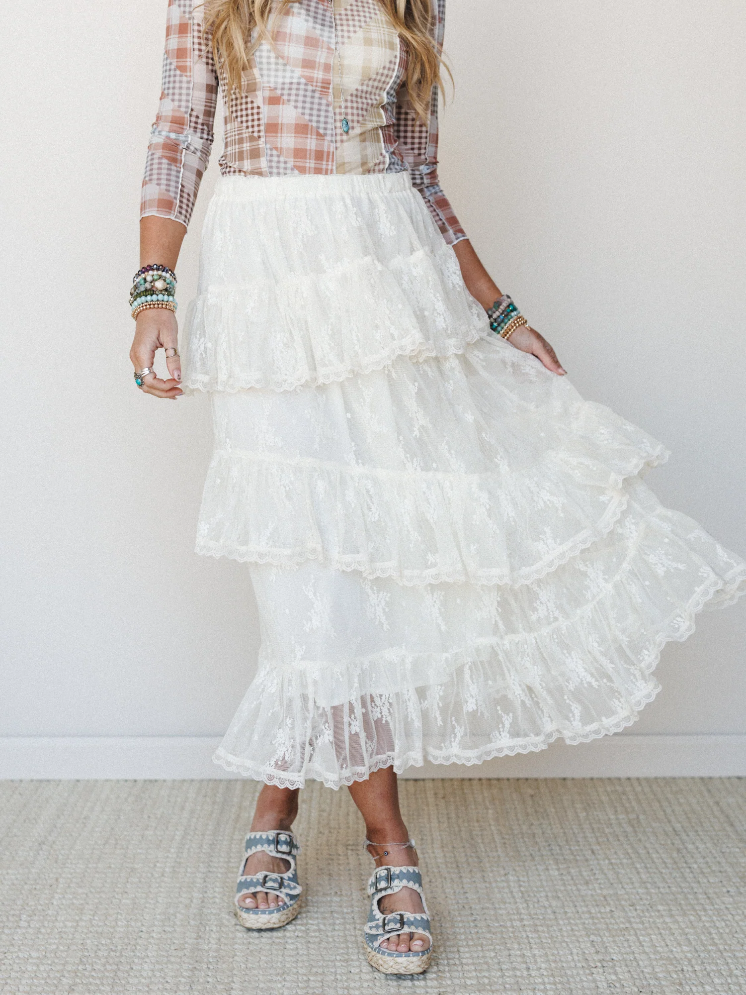 Elowen Ruffle Maxi Skirt - Ecru - Image 2