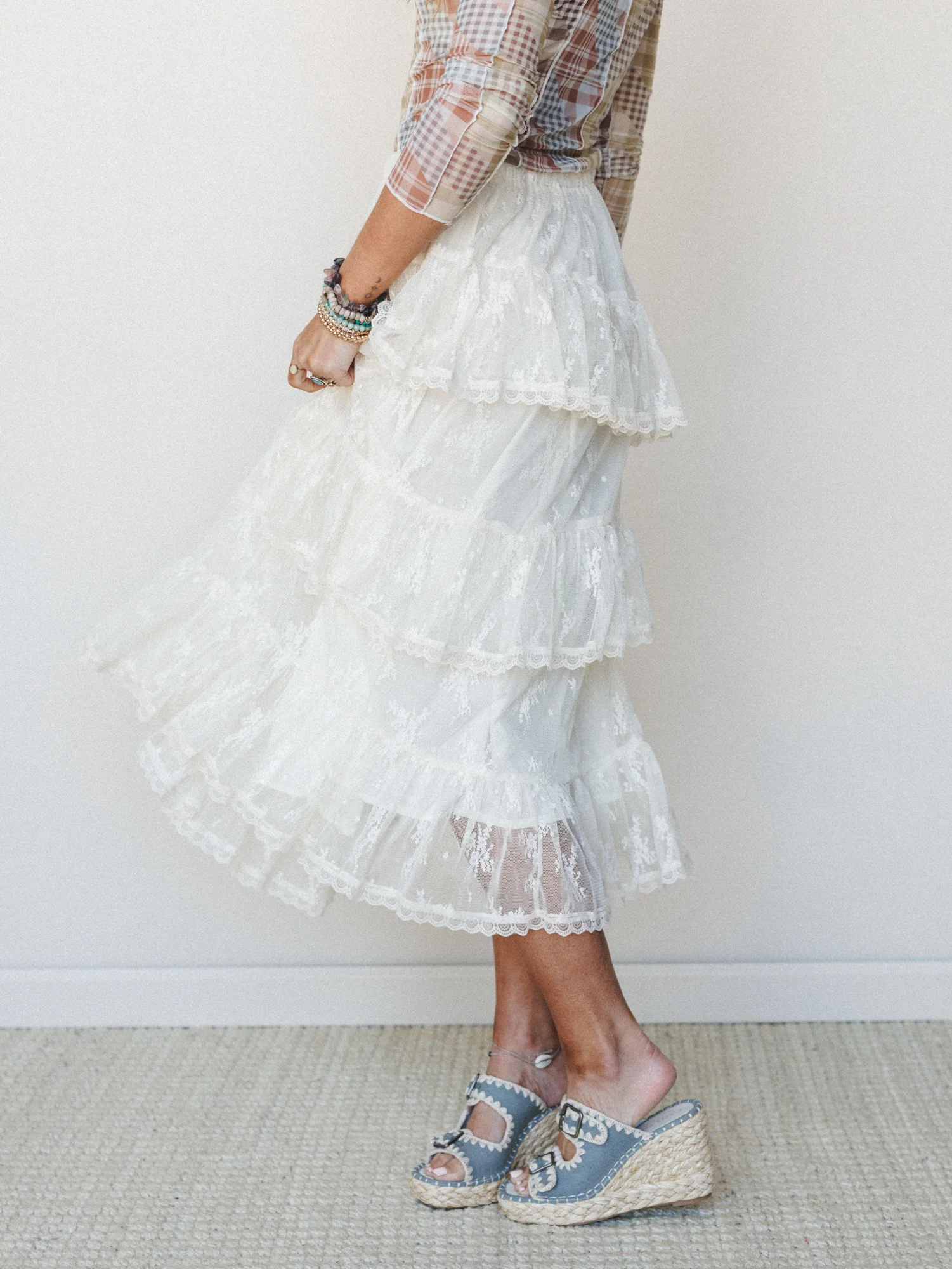 Elowen Ruffle Maxi Skirt - Ecru - Image 3