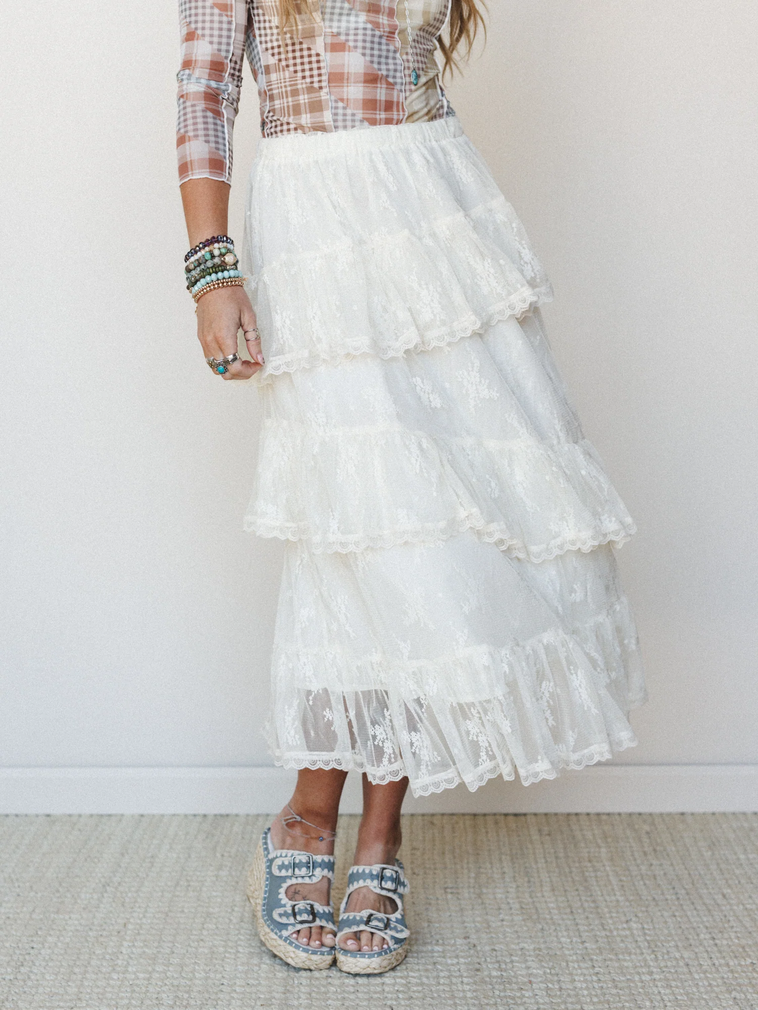 Elowen Ruffle Maxi Skirt - Ecru - Image 4