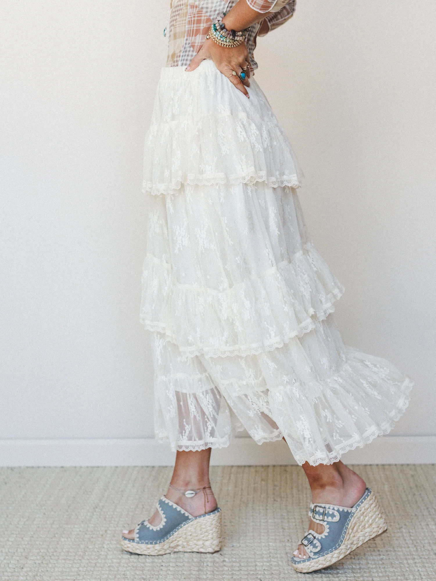 Elowen Ruffle Maxi Skirt - Ecru - Image 5