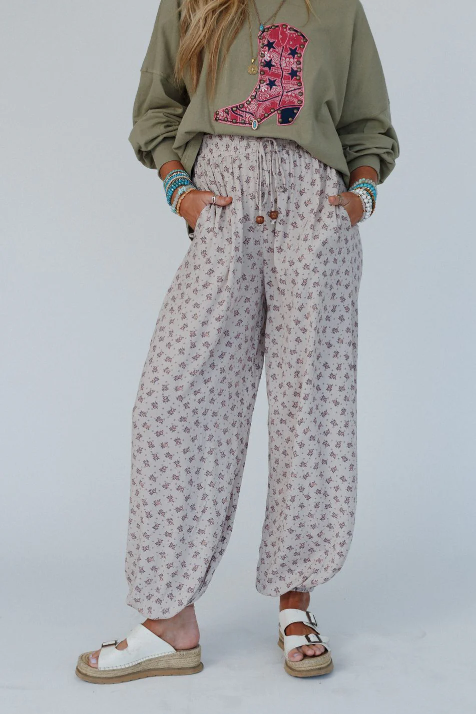 The Nest Emberlyn Wide Leg Cinched Pants - Taupe - Image 2