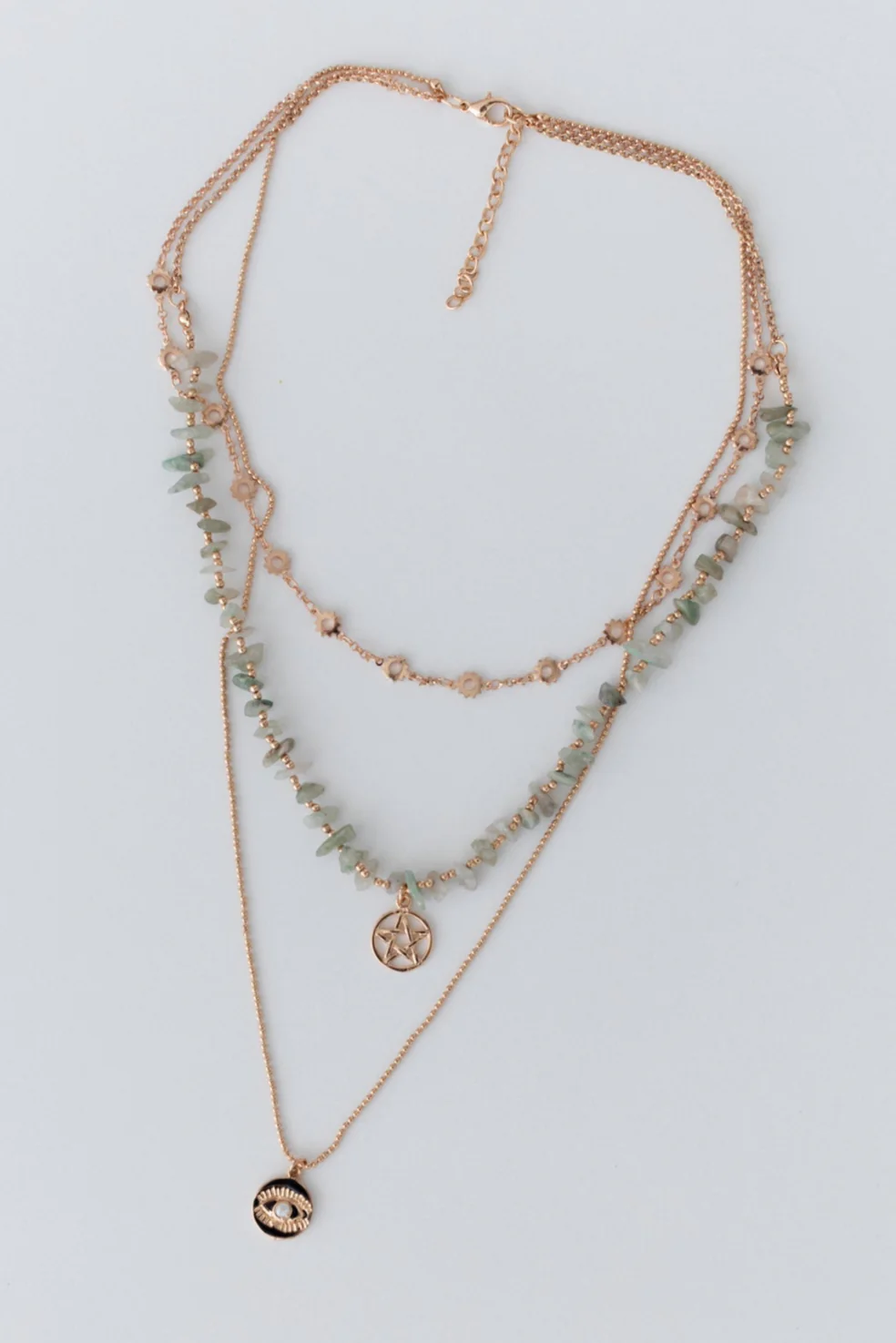 Emerald Whisper Layered Necklace - Gold - Image 2