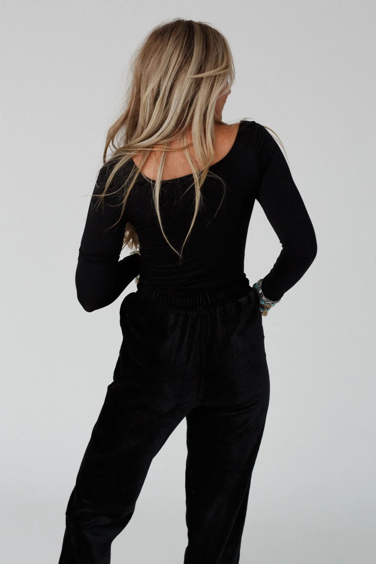 Emmi Square Neck Long Sleeve Top - Black - Image 5