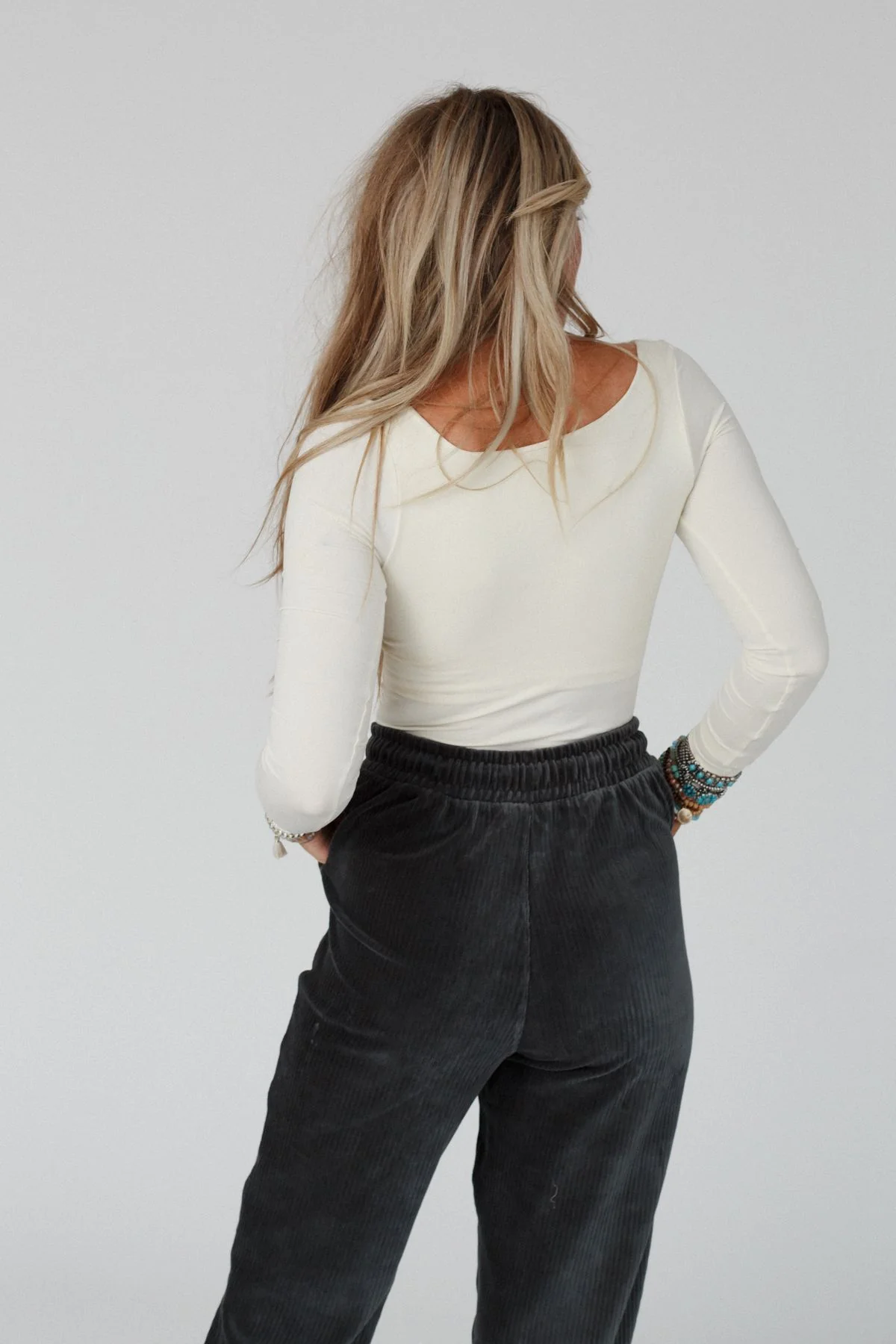 Emmi Square Neck Long Sleeve Top - Ivory - Image 4
