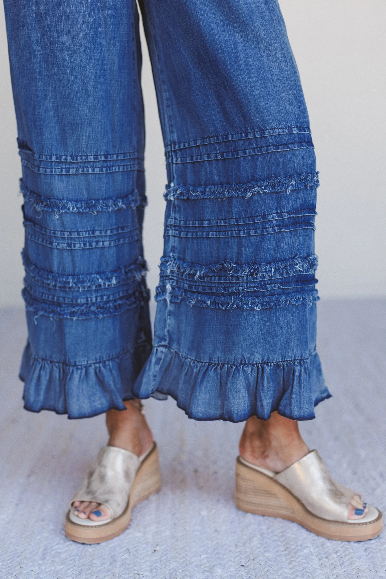 Endless Journey Ruffled Hem Pants - Blue - Image 2