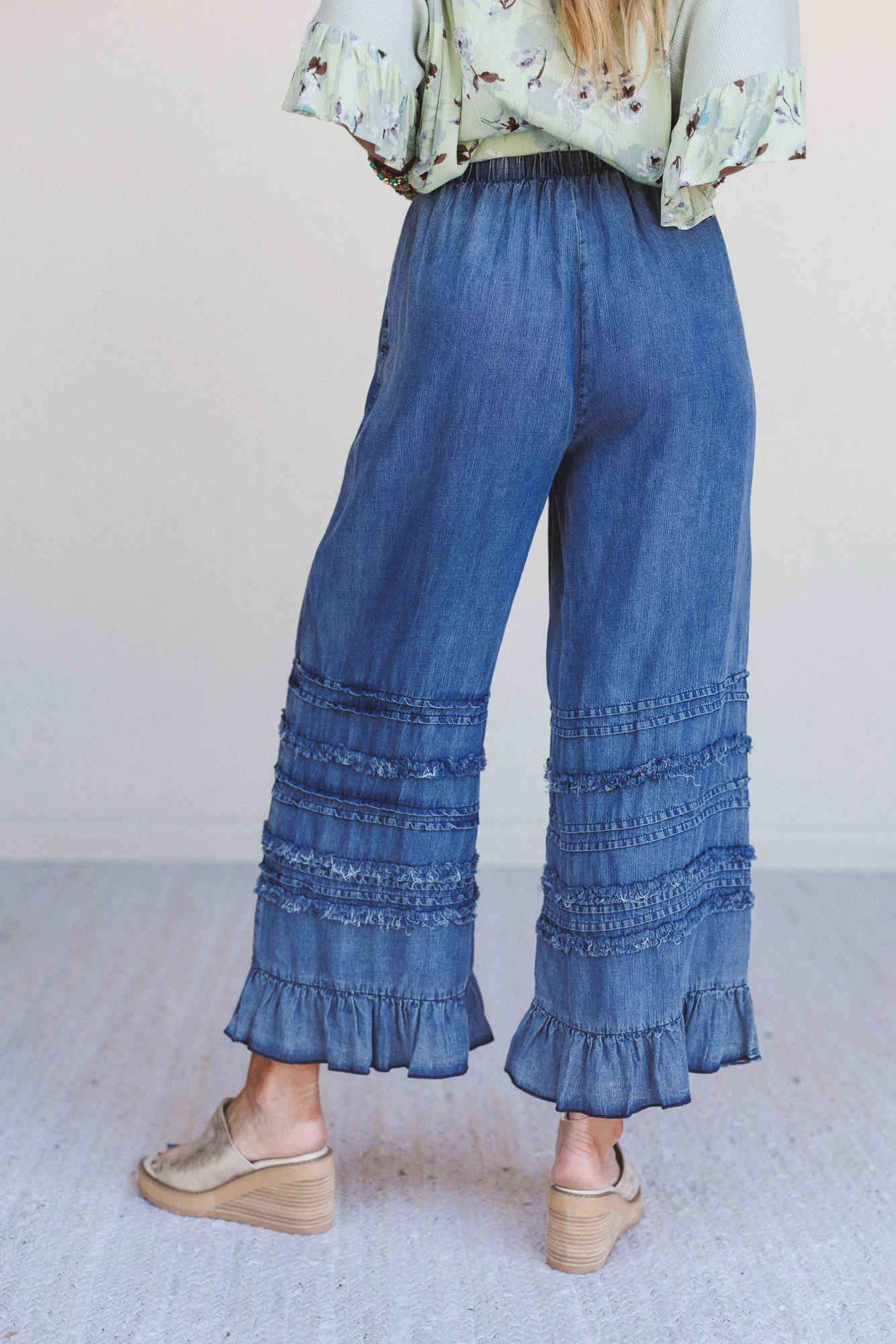 Endless Journey Ruffled Hem Pants - Blue - Image 7