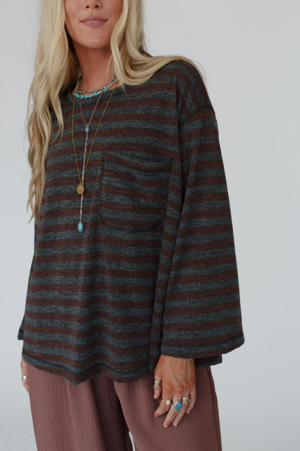 The Nest Endless Love Striped Top - Brown - Pre Order - Image 2