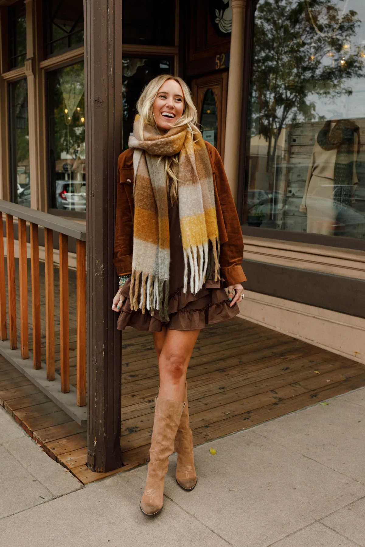 Everest Cozy Plaid Scarf - Mustard - Image 2