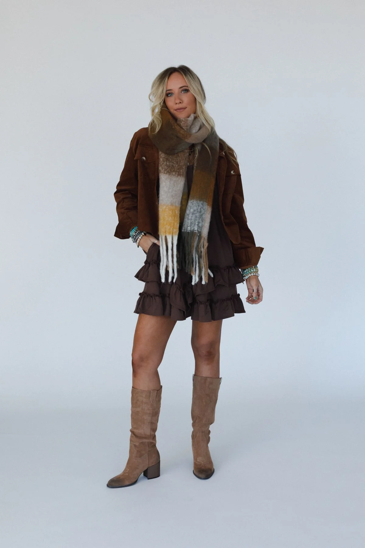 Everest Cozy Plaid Scarf - Mustard - Image 5