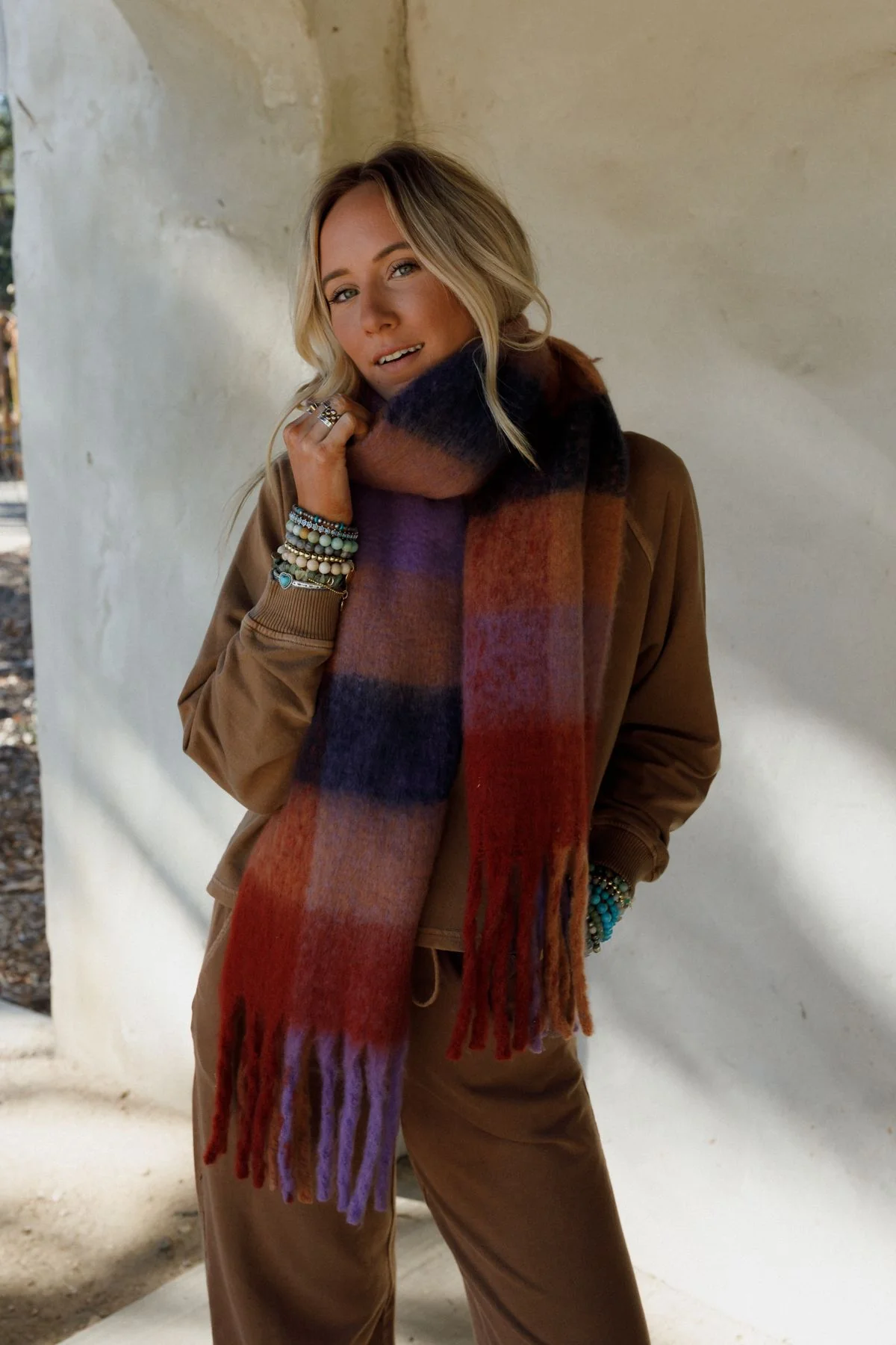 Everest Cozy Plaid Scarf - Red - Image 3
