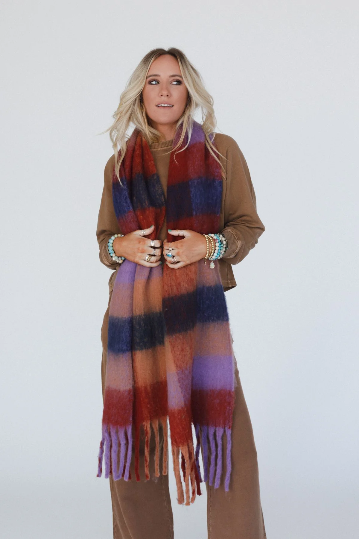Everest Cozy Plaid Scarf - Red - Image 4
