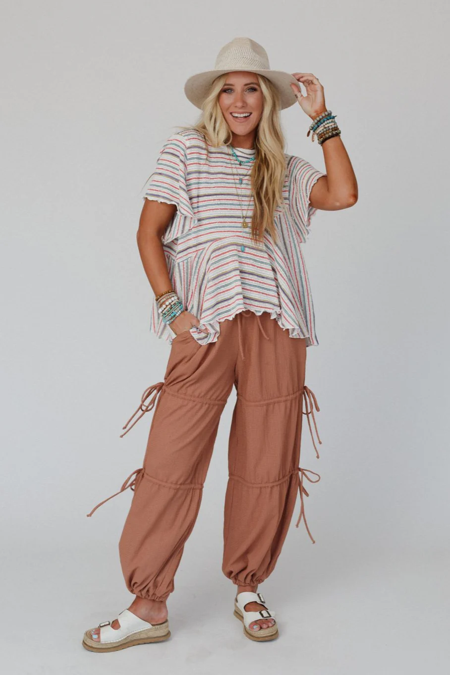 The Nest Everlasting Love Drawstring Pants - Tan Brown - Image 2