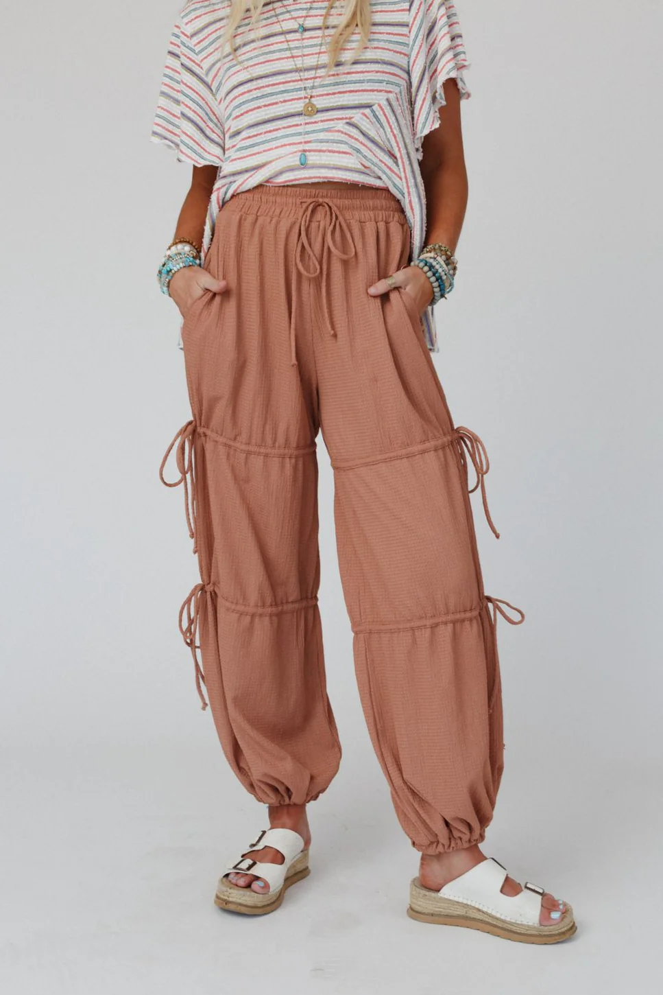 The Nest Everlasting Love Drawstring Pants - Tan Brown - Image 3