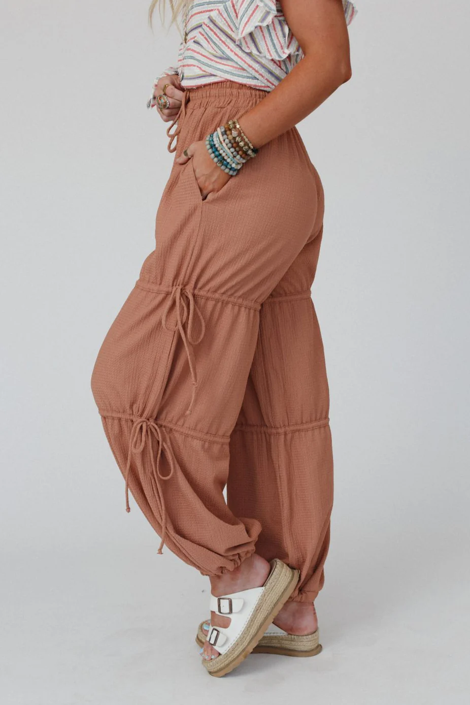 The Nest Everlasting Love Drawstring Pants - Tan Brown - Image 4