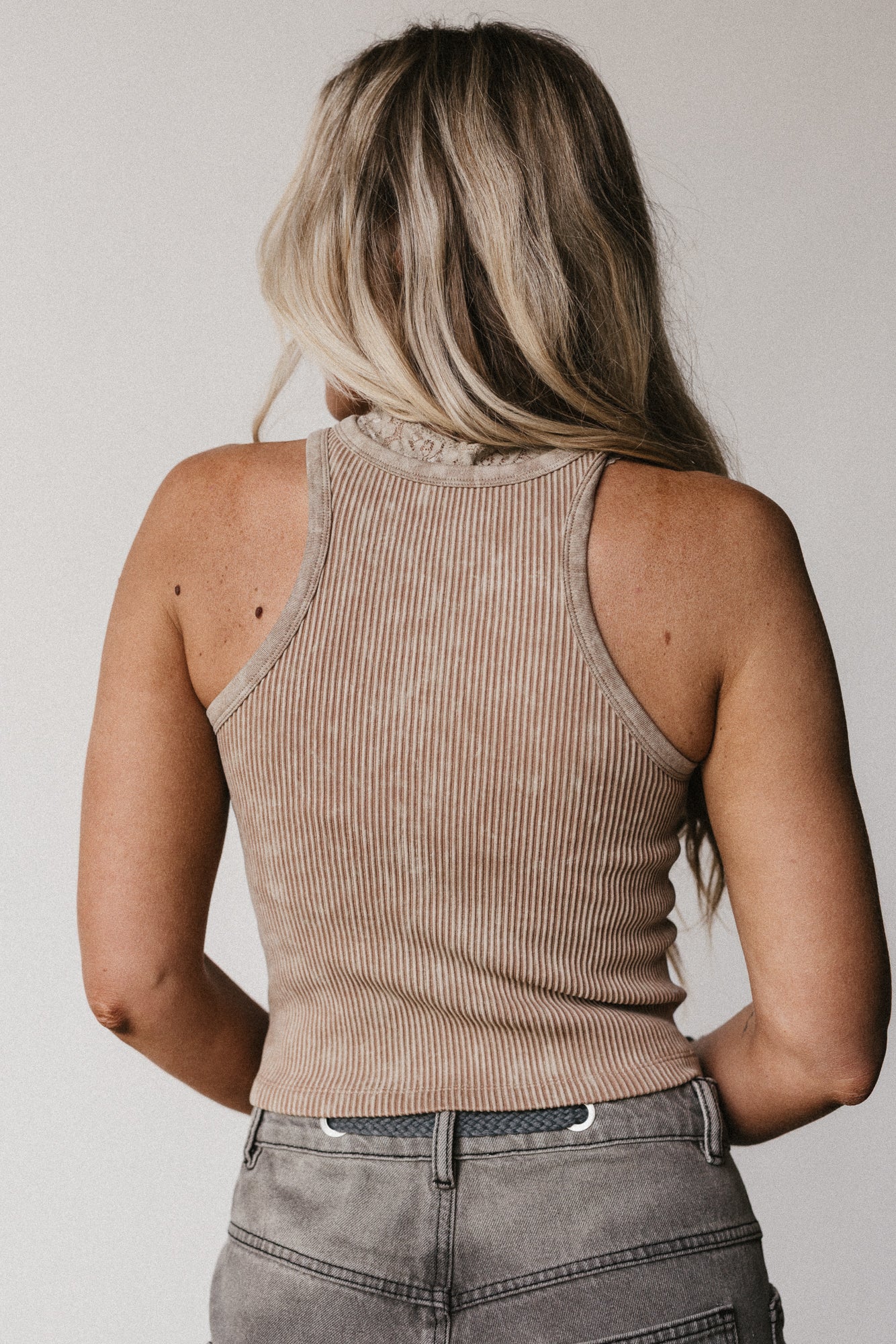 Everly Ribbed Tank Top - Mocha - Image 4