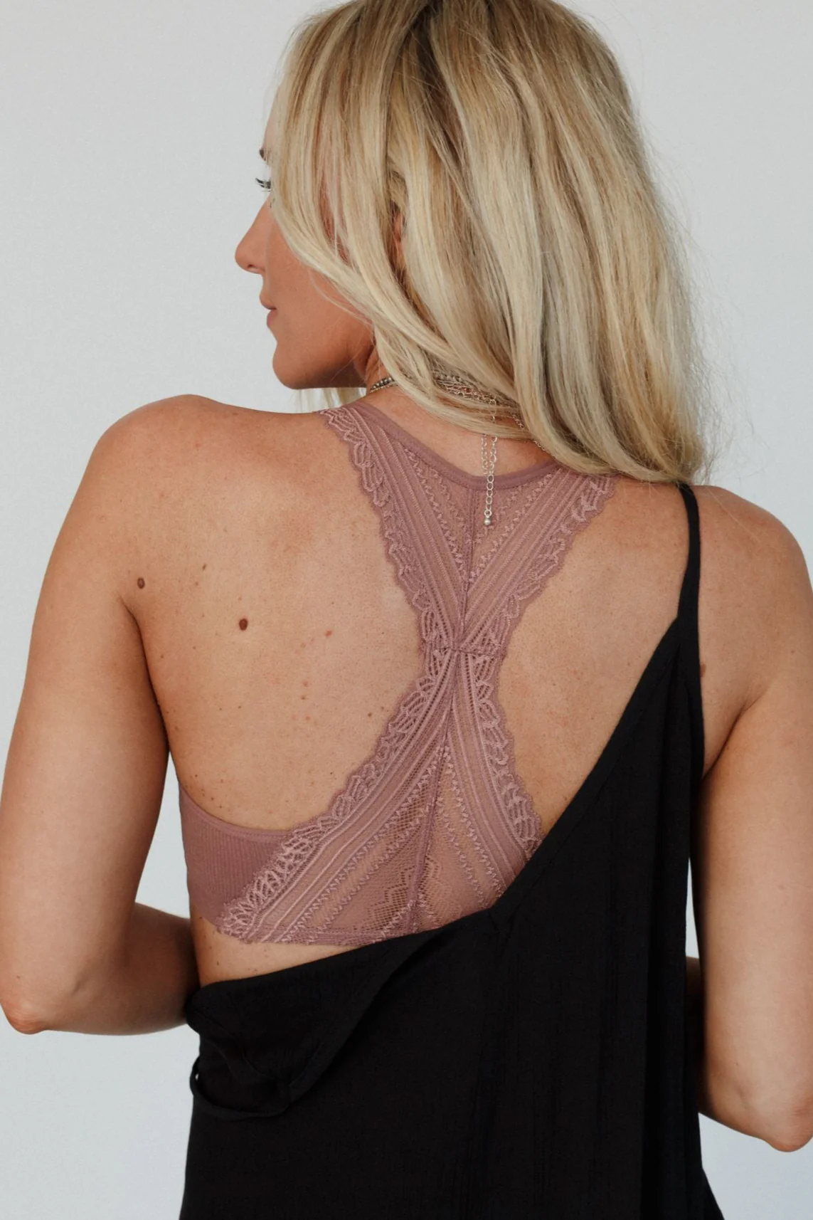 Evermore Seamless Lace Racerback Bralette - Mauve - Image 7