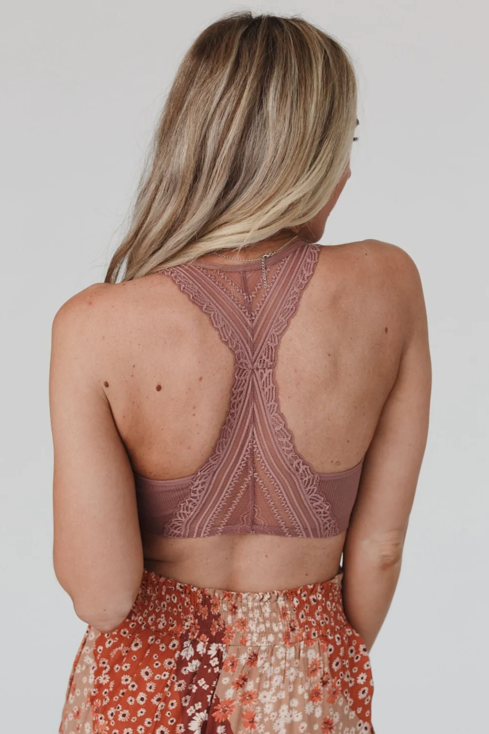 Evermore Seamless Lace Racerback Bralette - Mauve - Pre Order - Image 2