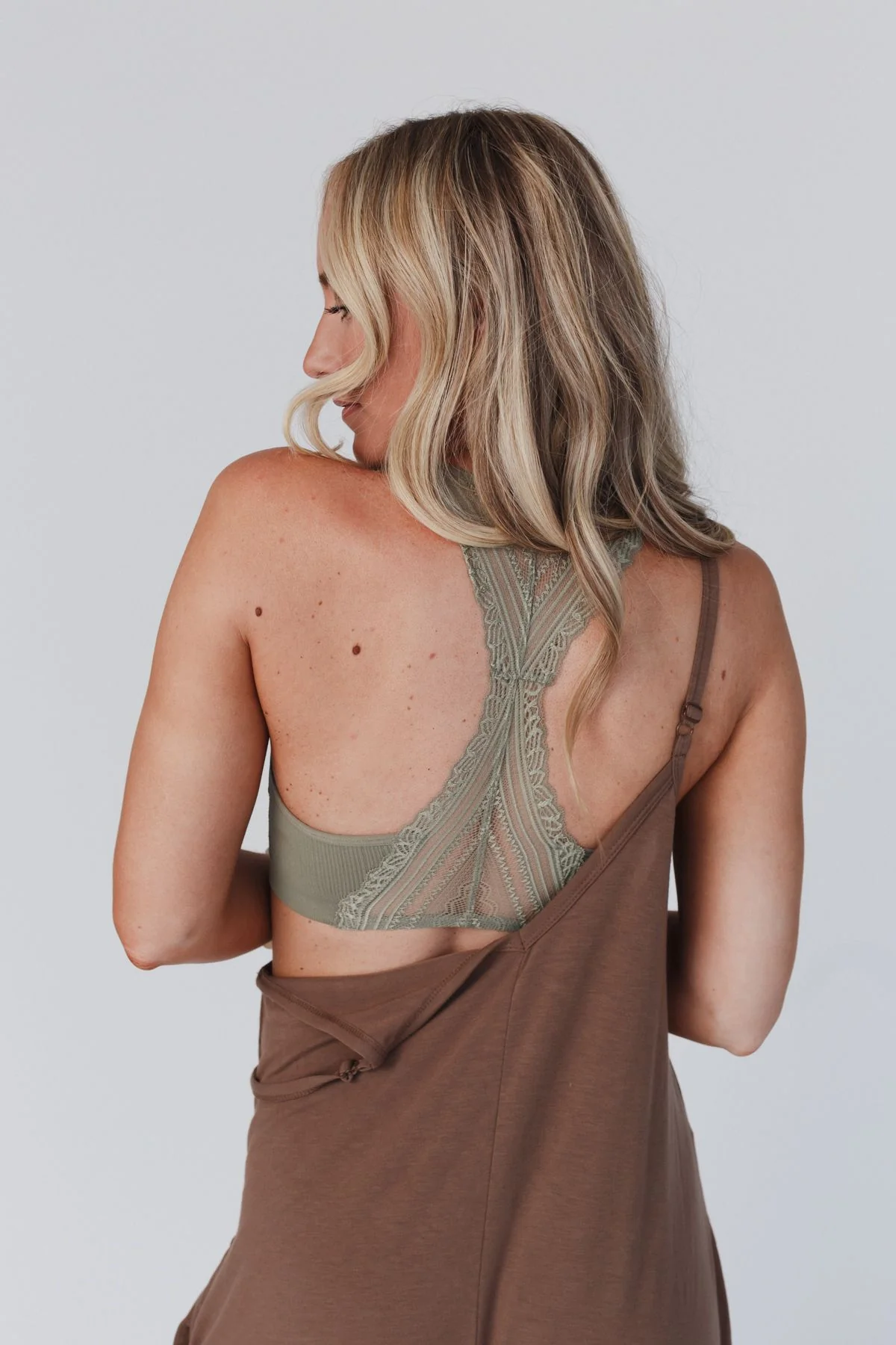 Evermore Seamless Lace Racerback Bralette - Sage - Image 3