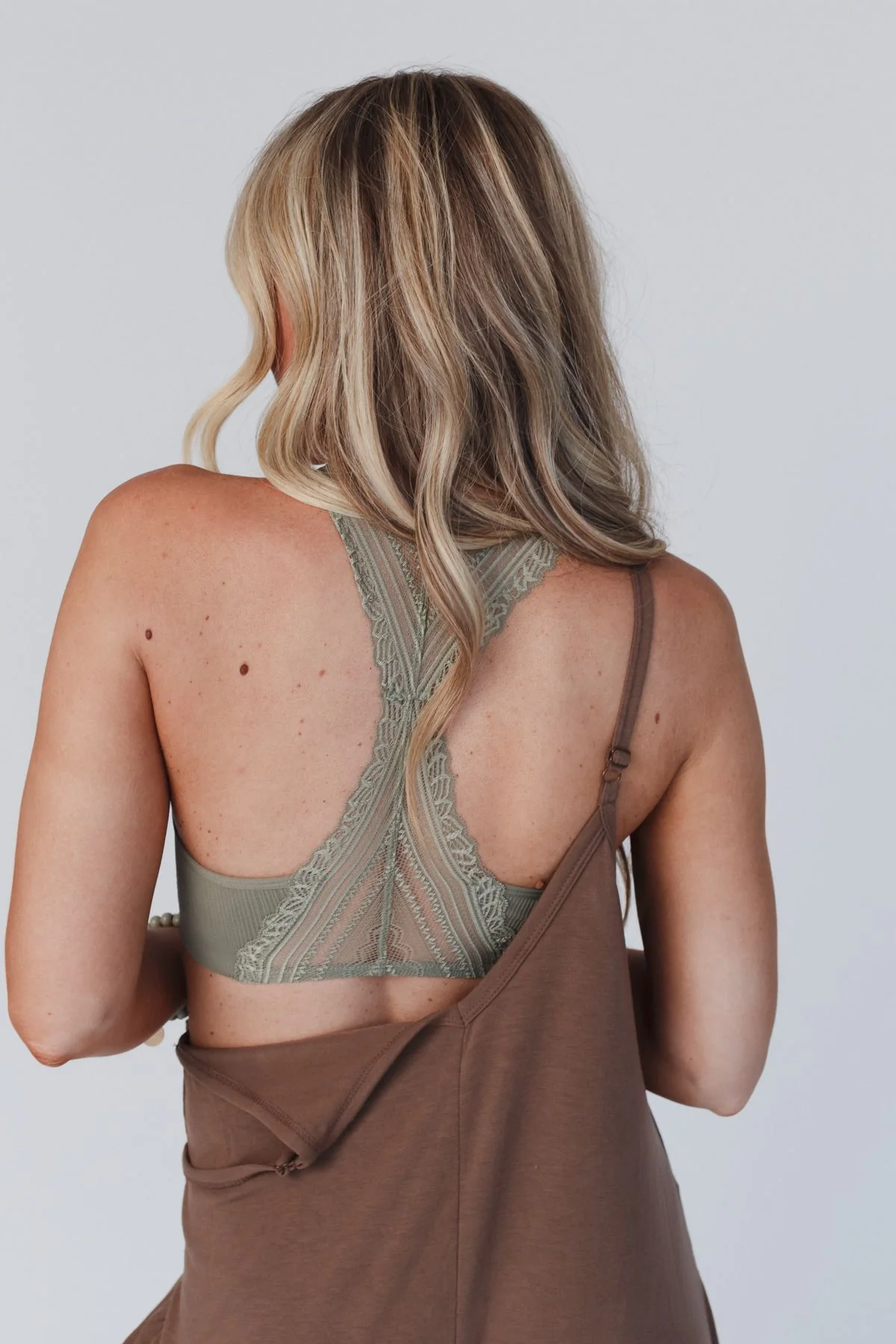 Evermore Seamless Lace Racerback Bralette - Sage - Image 5