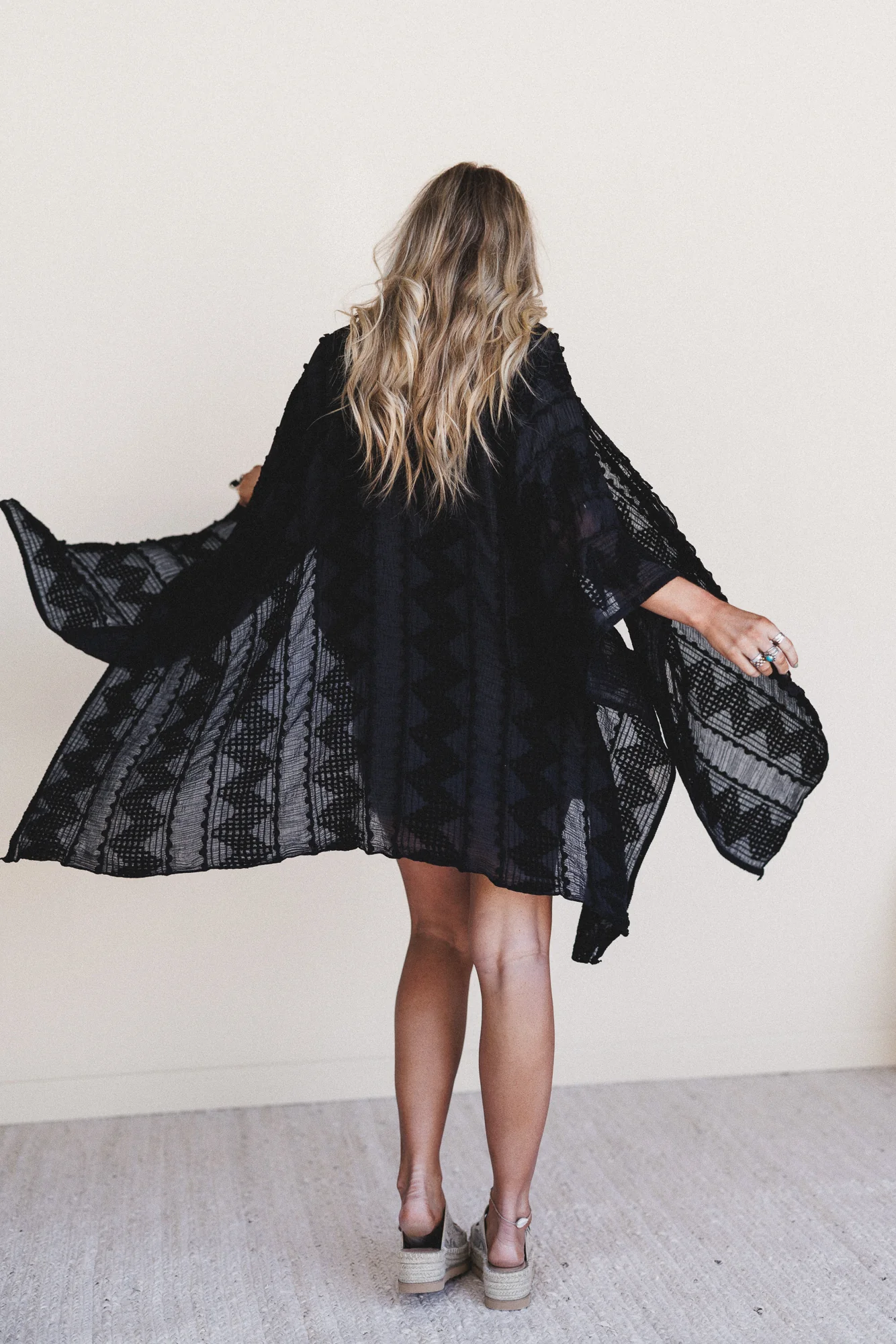 Bali Embroidered Kimono - Black - Pre Order