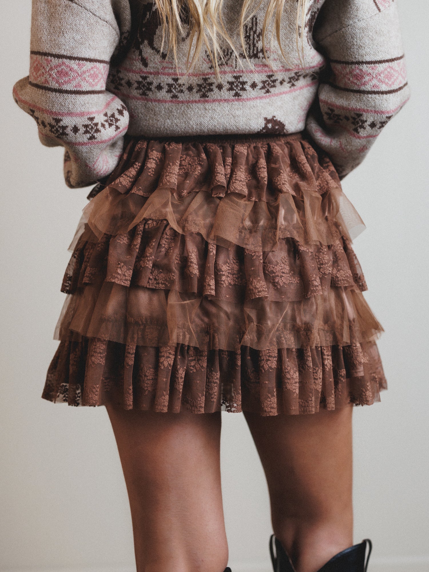 Fairy Parade Tiered Ruffle Mini Skirt - Taupe - Image 7