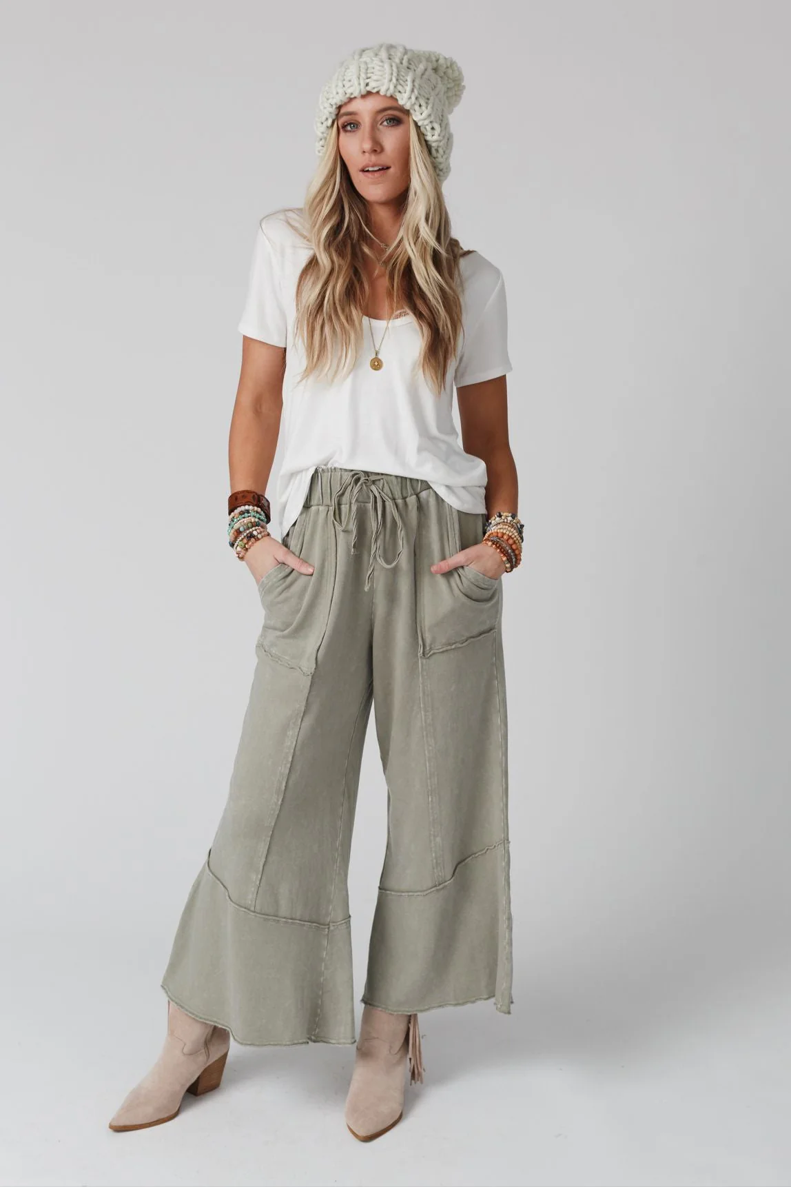 Feeling Good Wide Leg Pant - Faded Sage - Image 2