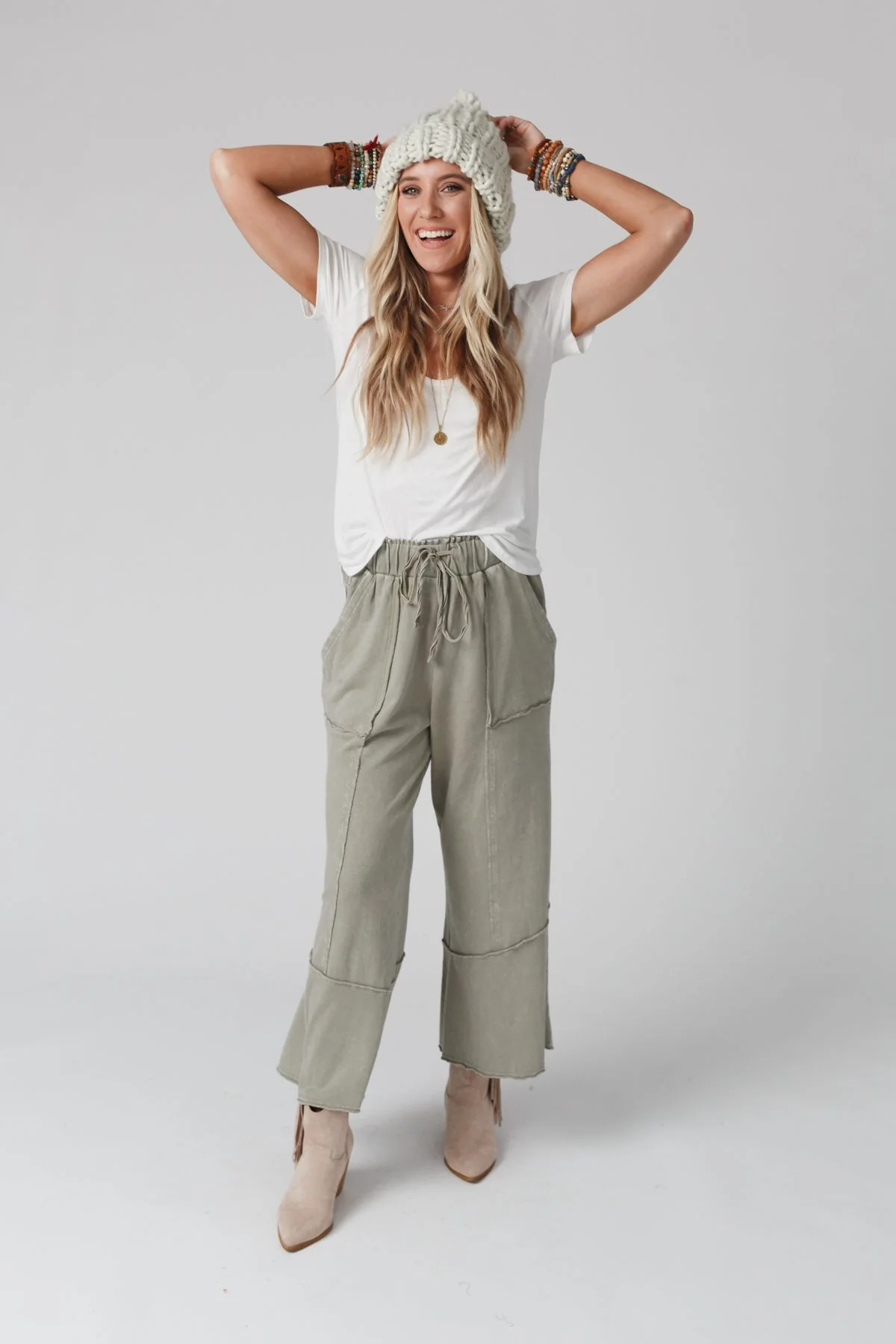 Feeling Good Wide Leg Pant - Faded Sage - Image 3