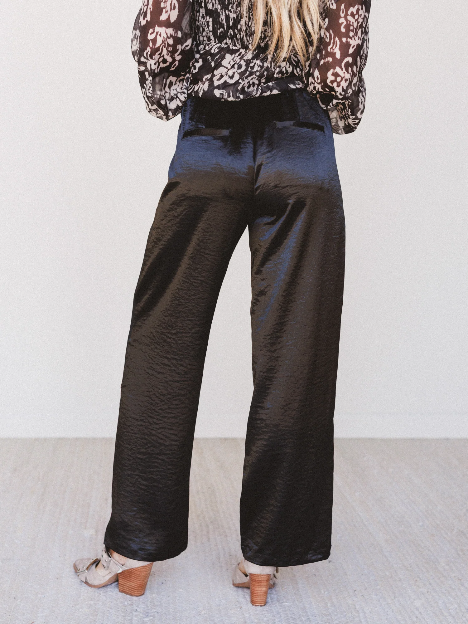 Feeling Sleek Satin Pants - Black - Image 6