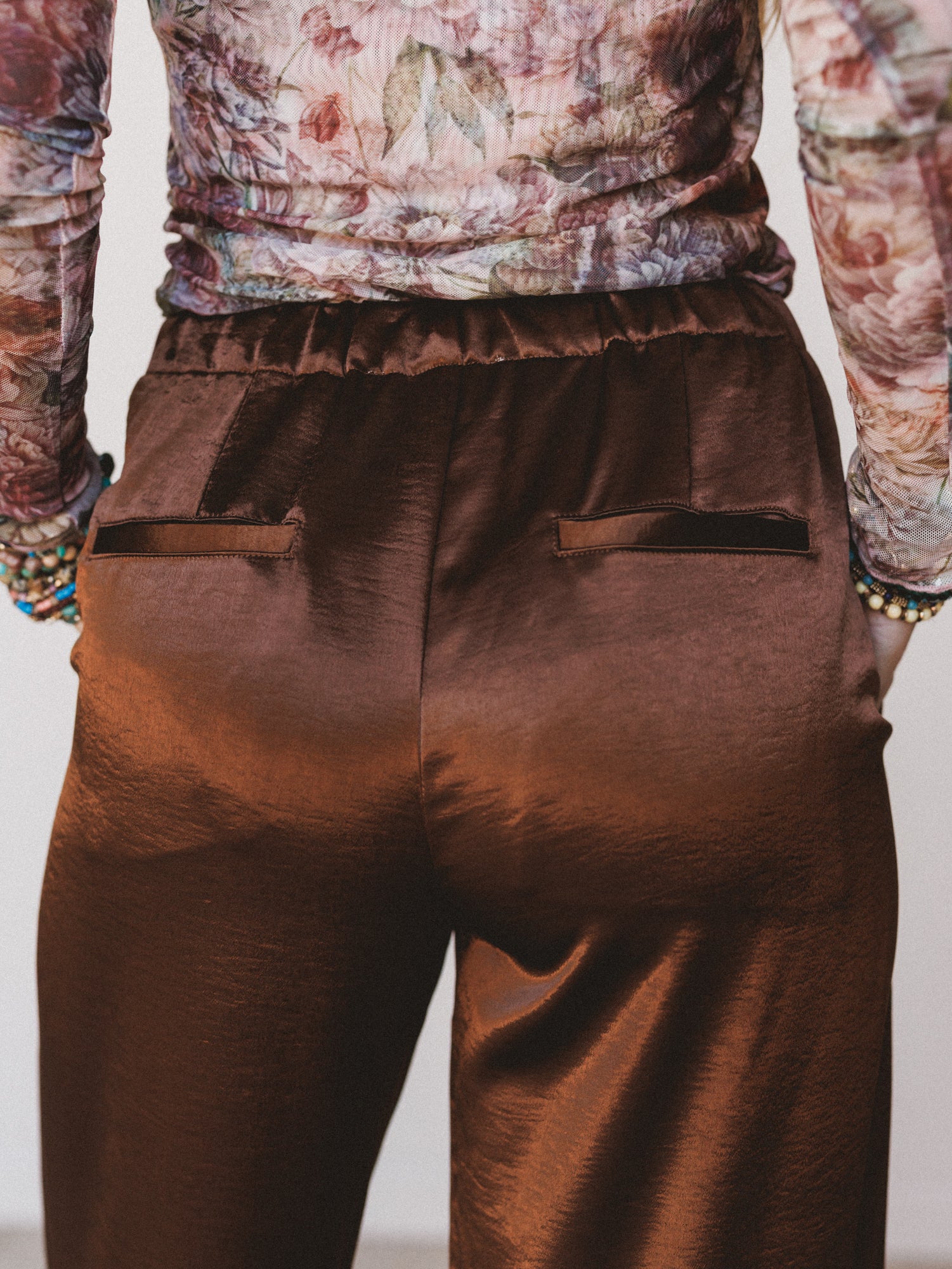 Feeling Sleek Satin Pants - Brown - Image 5