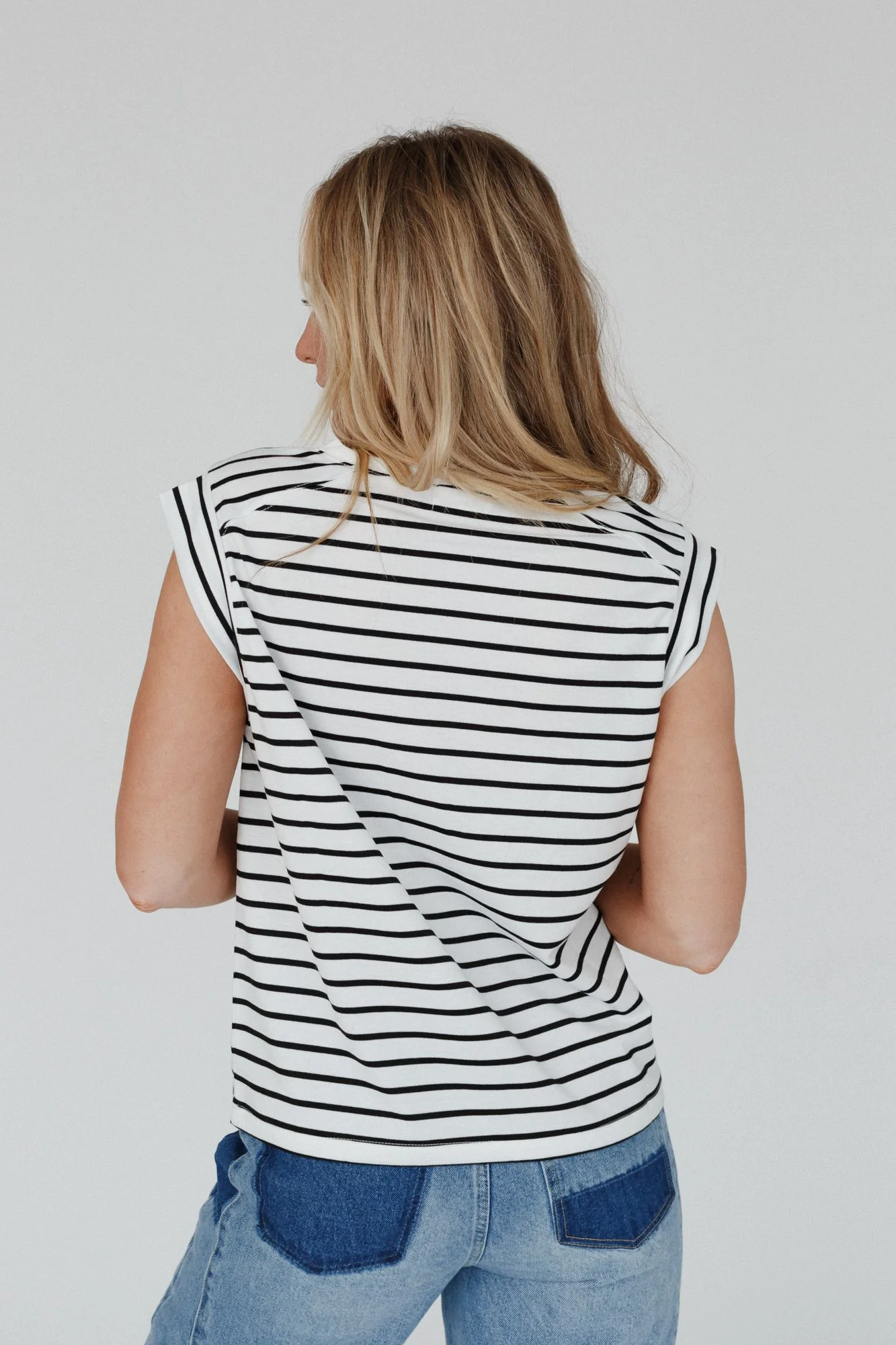 Fine Line Crew Neck Top - Ivory - Image 6